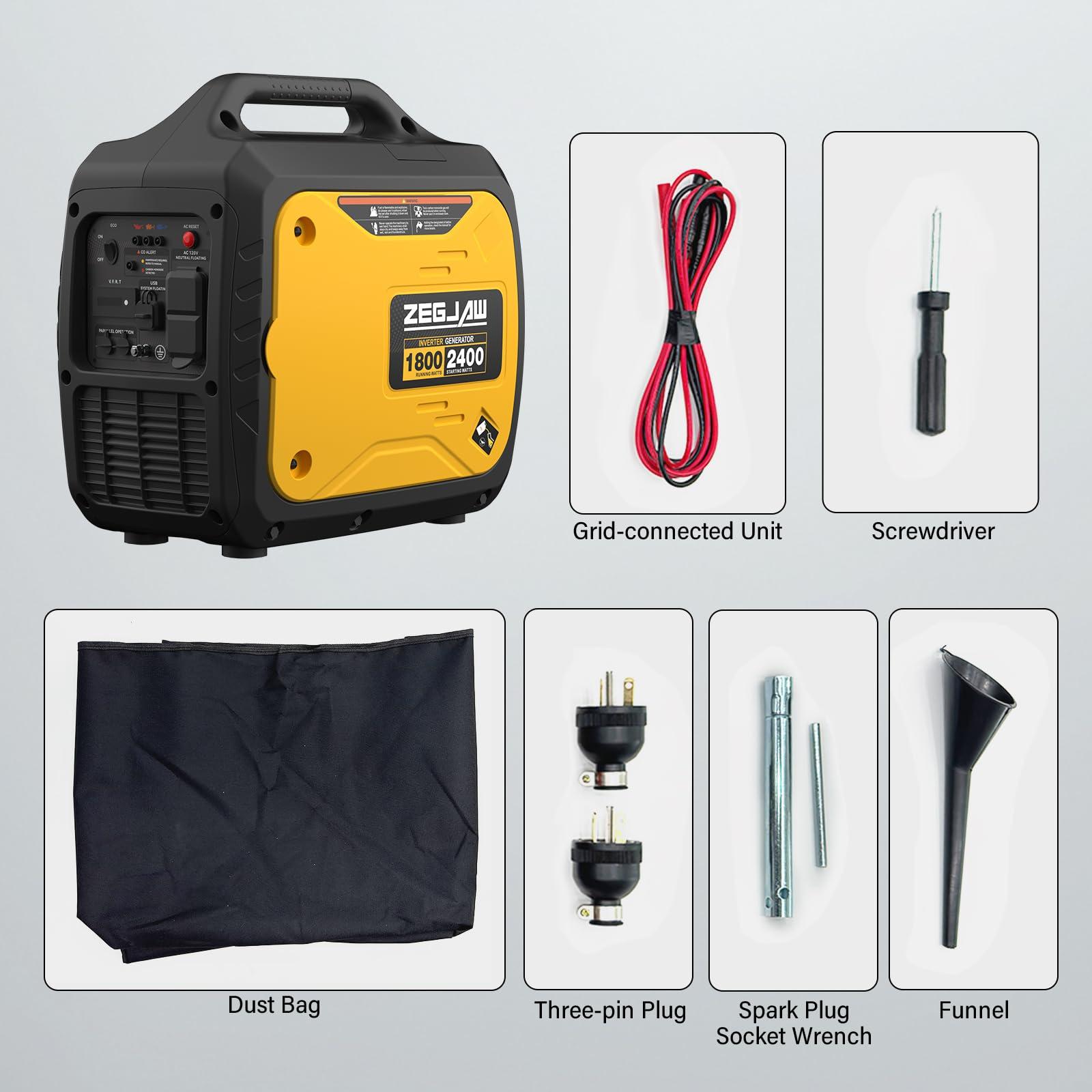 ZEGJAW 2400-Watt Portable Inverter Generator, EPA Compliant, CO-Sensor, Eco-Mode Feature, Lightweight & Quiet Gas Powered Generators for Home Use - Image 7