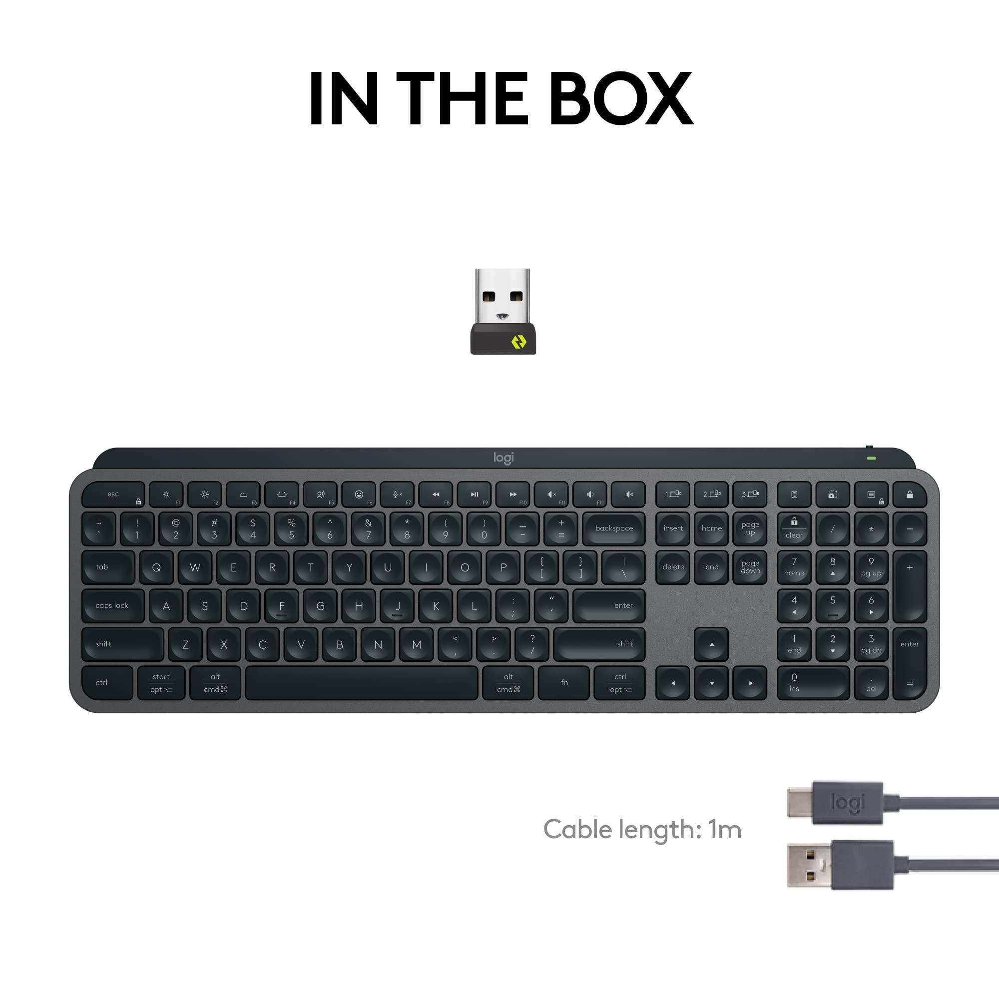 Logitech MX Keys S Wireless Keyboard, Low Profile, Fluid Precise Quiet Typing, Programmable Keys, Backlighting, Bluetooth, USB C Rechargeable, for Windows PC, Linux, Chrome, Mac - Graphite - Image 9