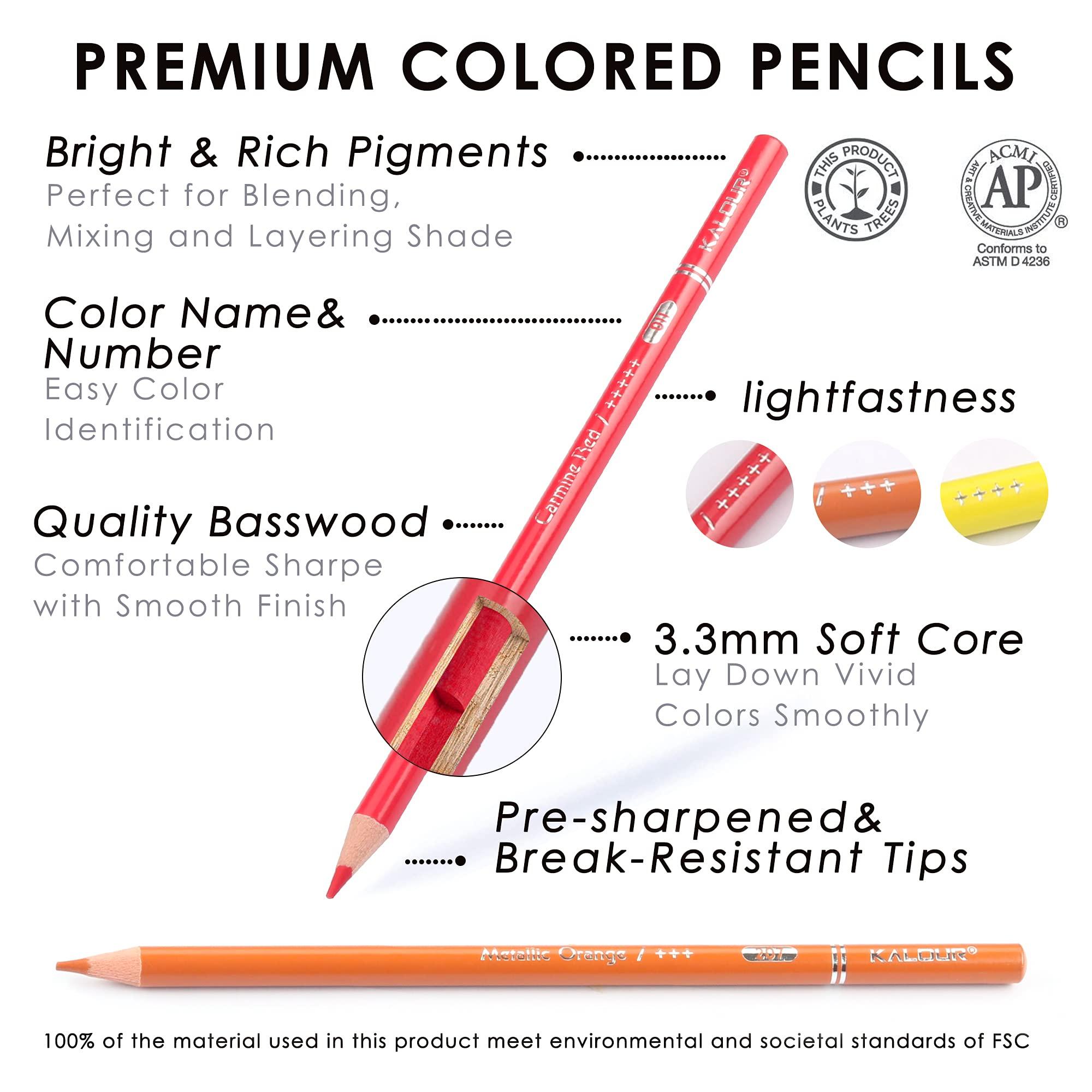KALOUR Professional Colored Pencils,Set of 240 Colors,Artists Soft Core with Vibrant Color,Ideal for Drawing Sketching Shading,Coloring Pencils for Adults Artists Beginners - Image 2