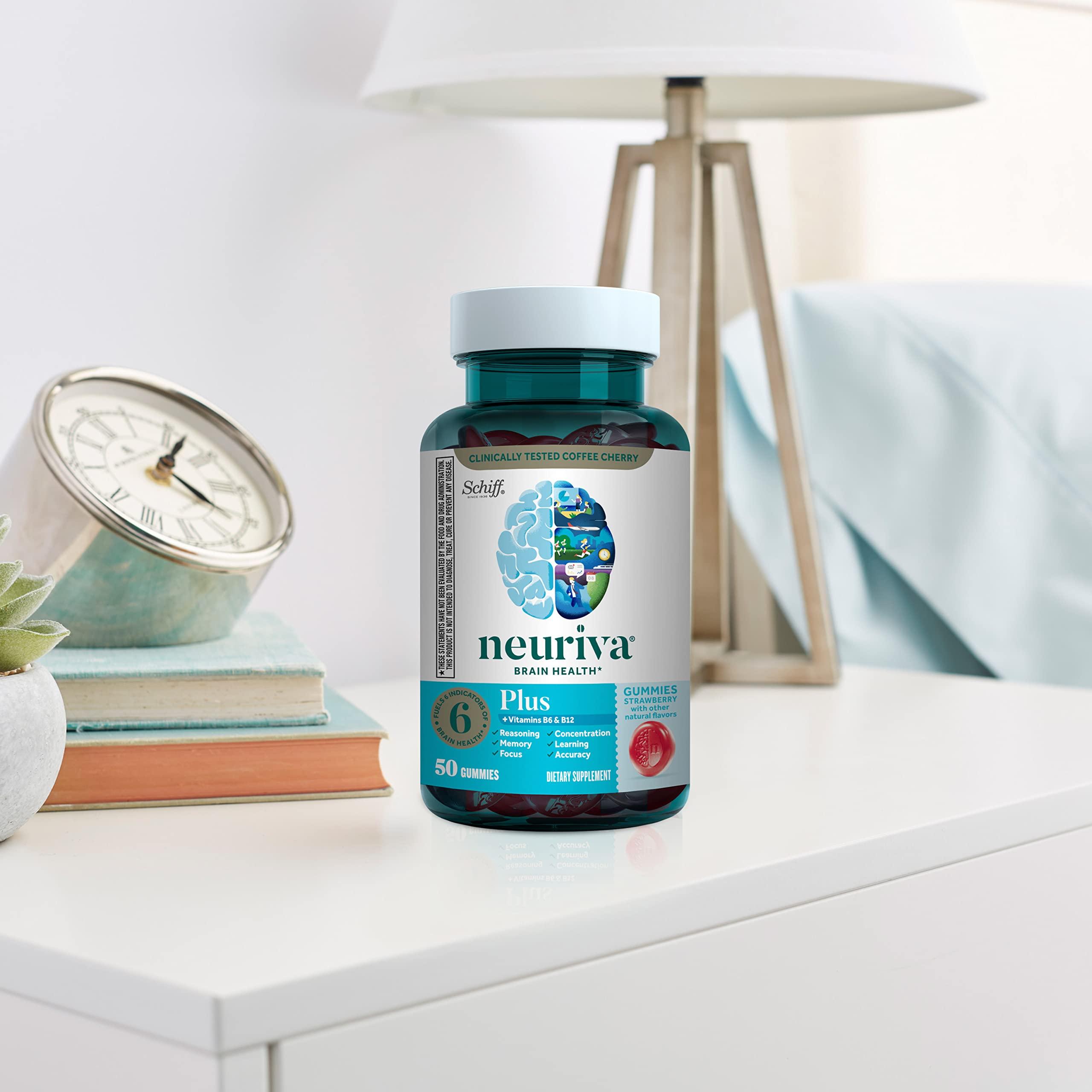 NEURIVA Plus Brain Supplement for Memory,Focus & Concentration+Cognitive Function with Vitamins B6 & B12 and Clinically Tested Nootropics Phosphatidylserine and Neurofactor,50ct Strawberry Gummies - Image 16