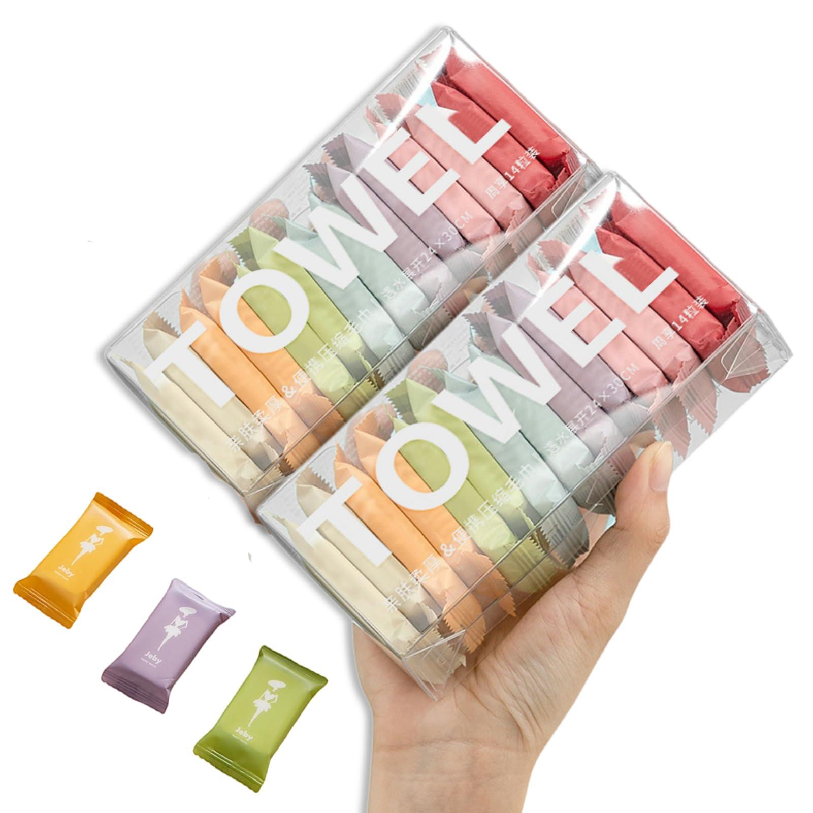 Dzronda Disposable Compressed Towels, Portable Compressed Towel Tablets, 28Pcs Travel Wash Cloth, Thicker Super Absorbent Wash Cloths for Travel, Face Towel Ideal for Outdoor Camping Hiking (28Pcs)