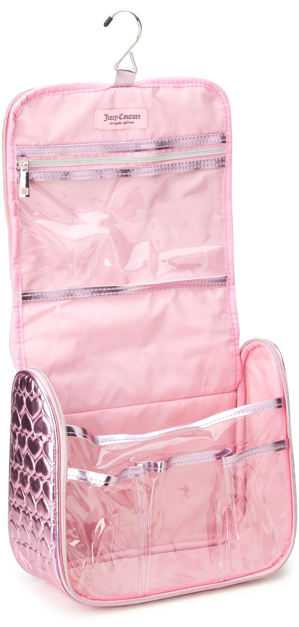 Juicy Couture Women's Cosmetics Bag - Hanging Travel Makeup and Toiletries Kit - Makeup Accessories Organizer Case with Hook, Size One Size, Pink - Image 6