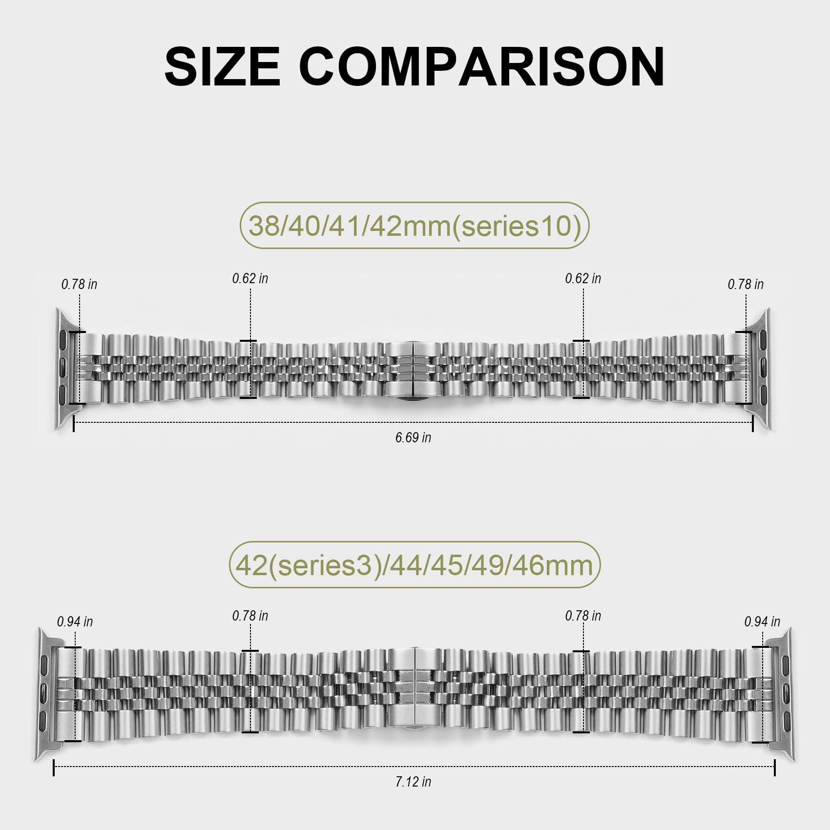 baozai Compatible with Apple Watch Band Ultra 2 Ultra 46mm 45mm 44mm, iWatch Series 10-1 SE Stainless Steel Strap with Butterfly Folding Clasp for Men, Silver - Image 3