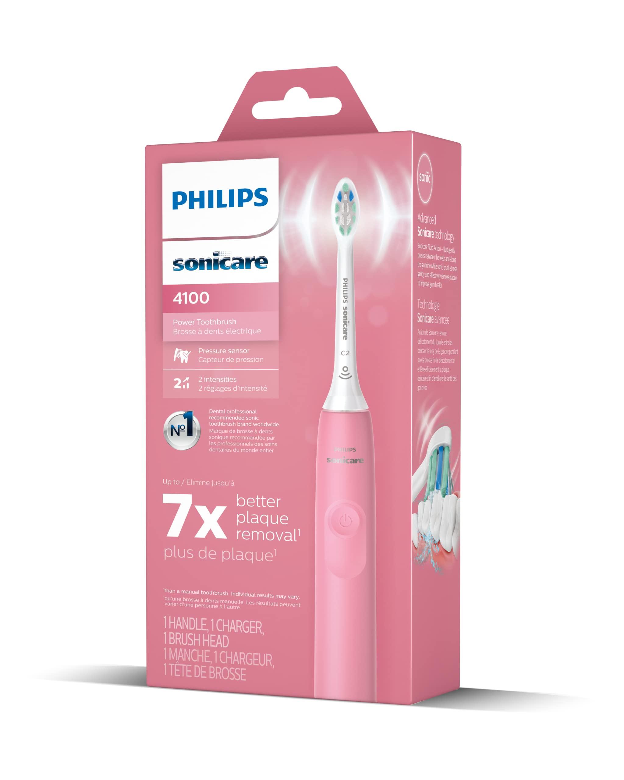 Philips Sonicare 4100 Rechargeable Electric Toothbrush, with Pressure Sensor, 2 Intensity Settings, SmarTimer and QuadPacer, 14-Day Battery Life, Deep Pink, Model HX3681/26 - Image 16