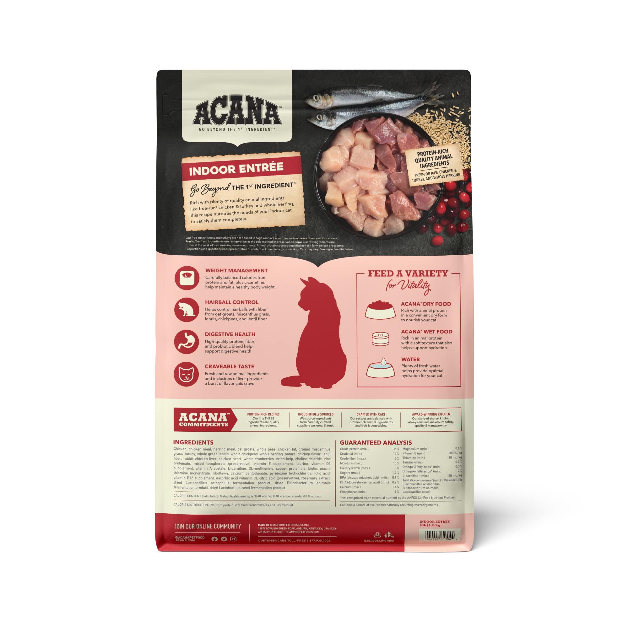 ACANA Indoor Entree Dry Cat Food, Free Run Chicken and Turkey Recipe, 4 lb - Image 2