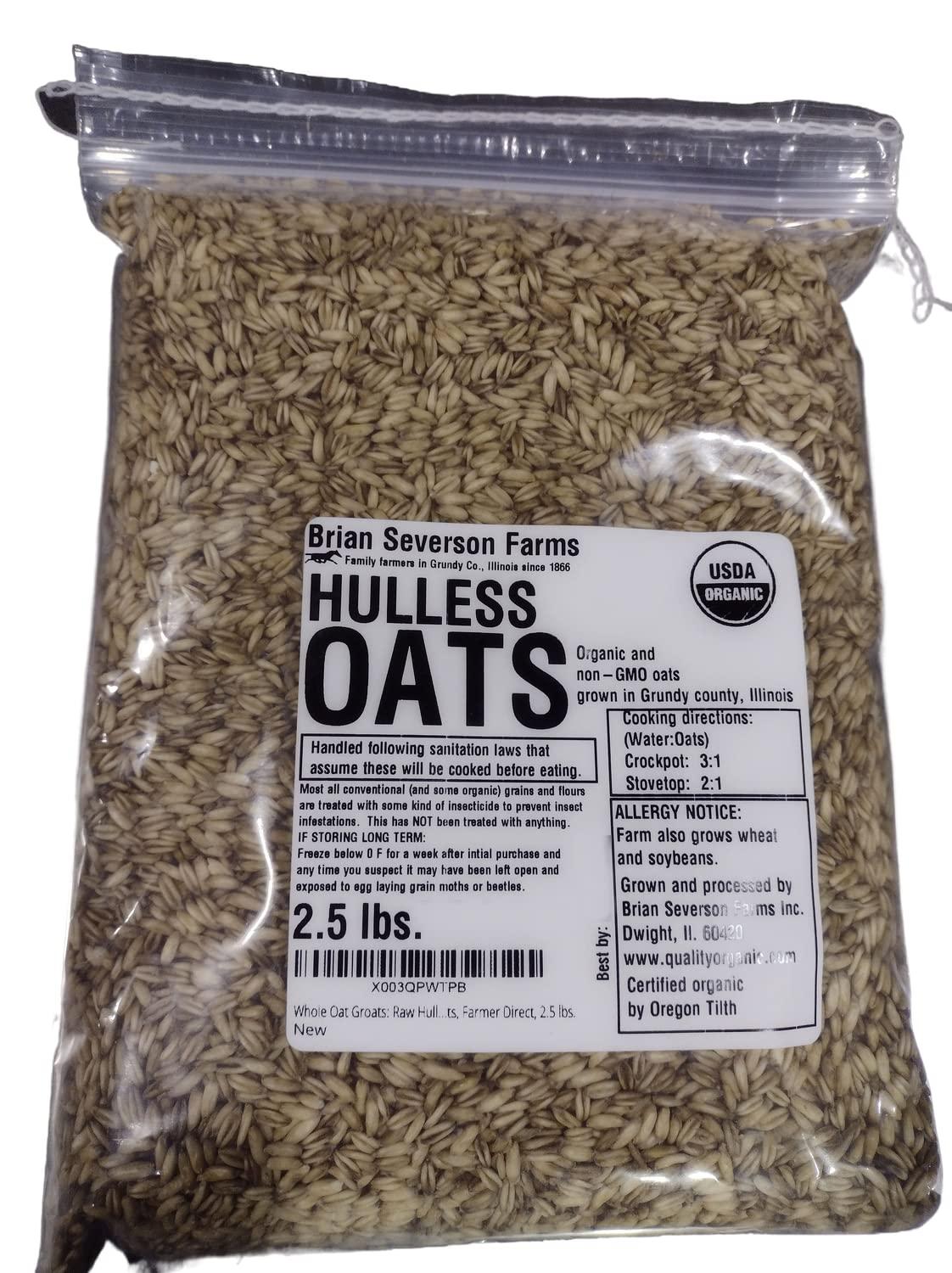 Whole Oat Groats: Raw Hulless Organic Oats, Farmer Direct, 2.5 lbs.