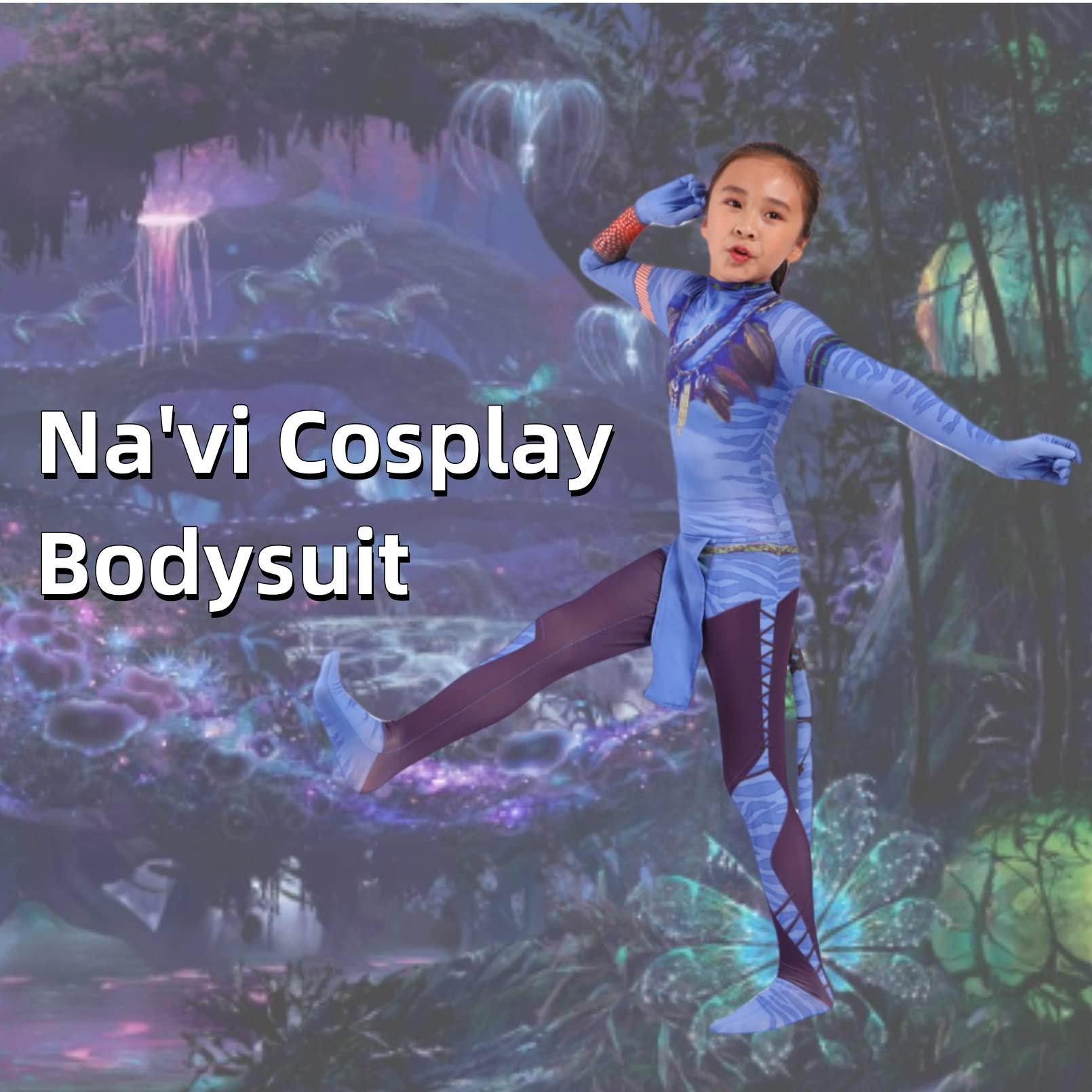LG LOUIS GARDEN Avatar Costume for Kids, Anime Costume Halloween Cosplay Jumpsuit Tights Bodysuit Stage Costumes for Children Girls Boys - Image 3