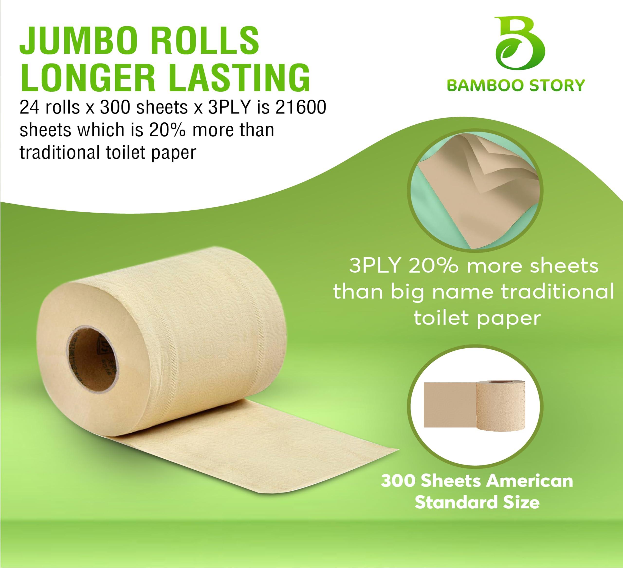 Bamboo Story Premium Bamboo Toilet Paper, PFAS Free, Chemical Free Toilet Paper, Unbleached, (24) 3PLY & 300 Sheets, FSC Certified, Organic Brown, Plant-Based, Tree-Free, Plastic Free, BPA Free (24) - Image 4