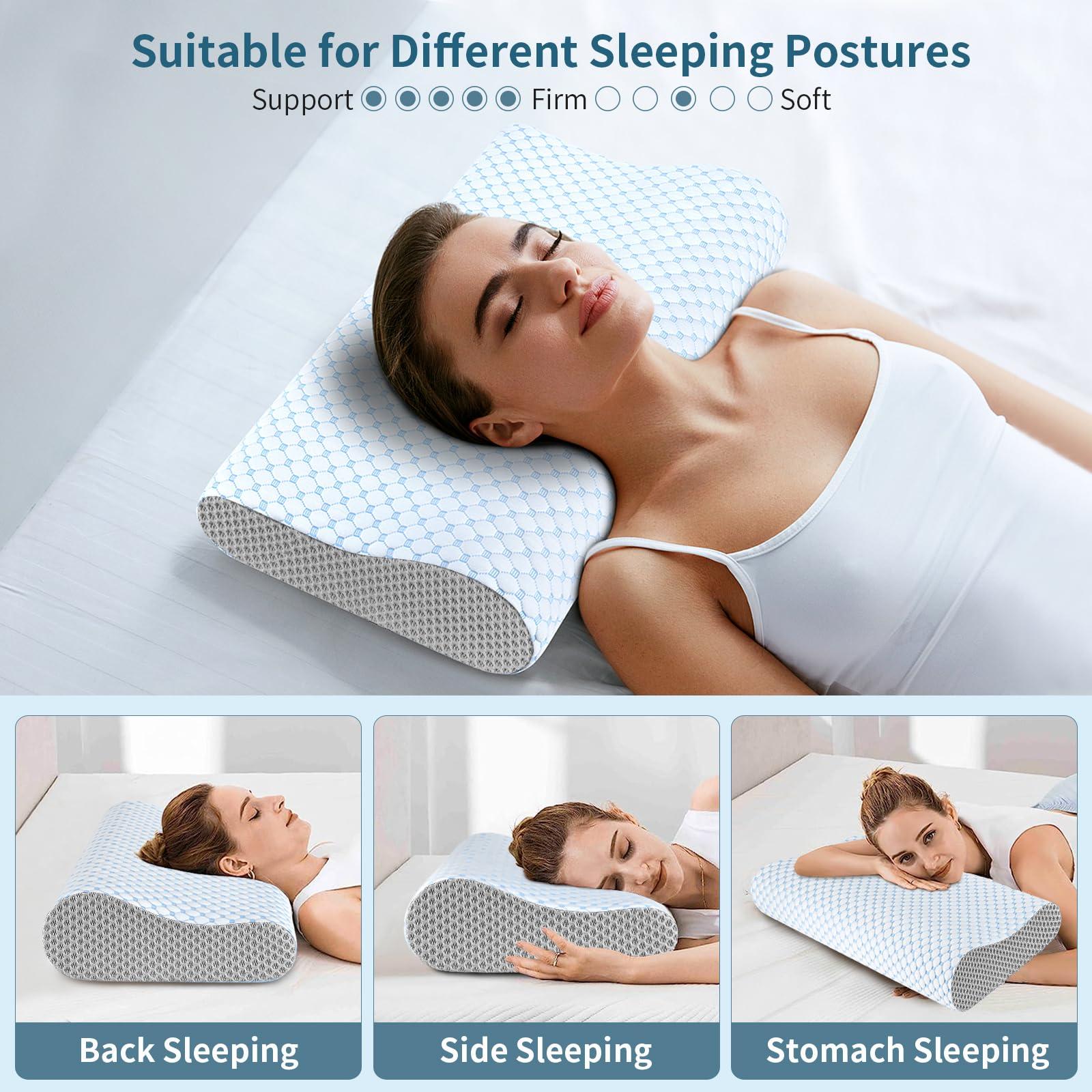 Cervical Neck Pillow for Pain Relief, Contour Memory Foam Pillows for Sleeping, Odorless Ergonomic Pillow Adjustable Orthopedic Cooling Pillow Bed Pillow Neck Support for Side Back Stomach Sleepers - Image 6