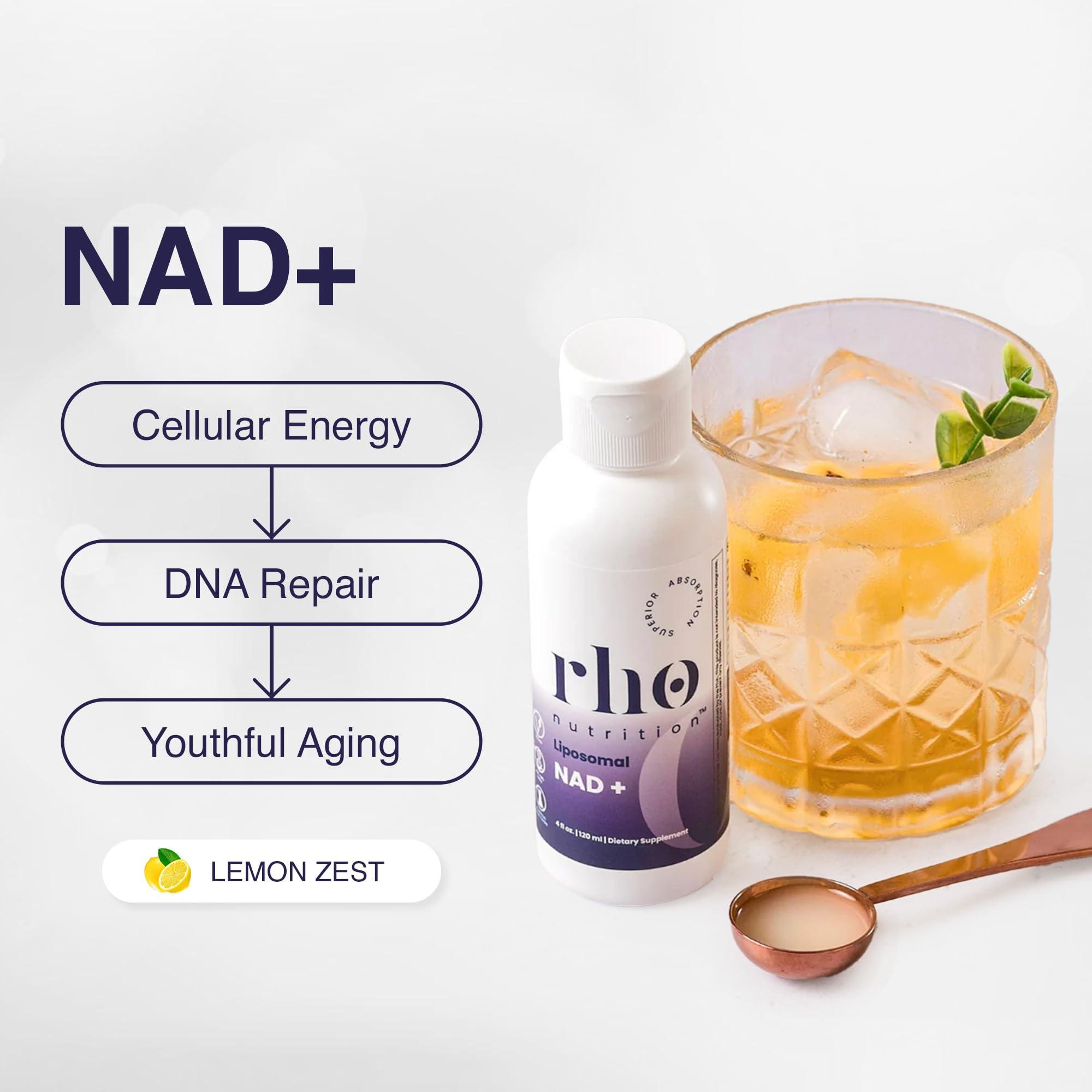 Rho Nutrition - Cellular Longevity Essentials Bundle – Ultra High Absorption Liquid Liposomal Supplements for Healthy Aging & Cellular Support - NAD+, Curcumin + Resveratrol, & Glutathione (3 Pack) - Image 3