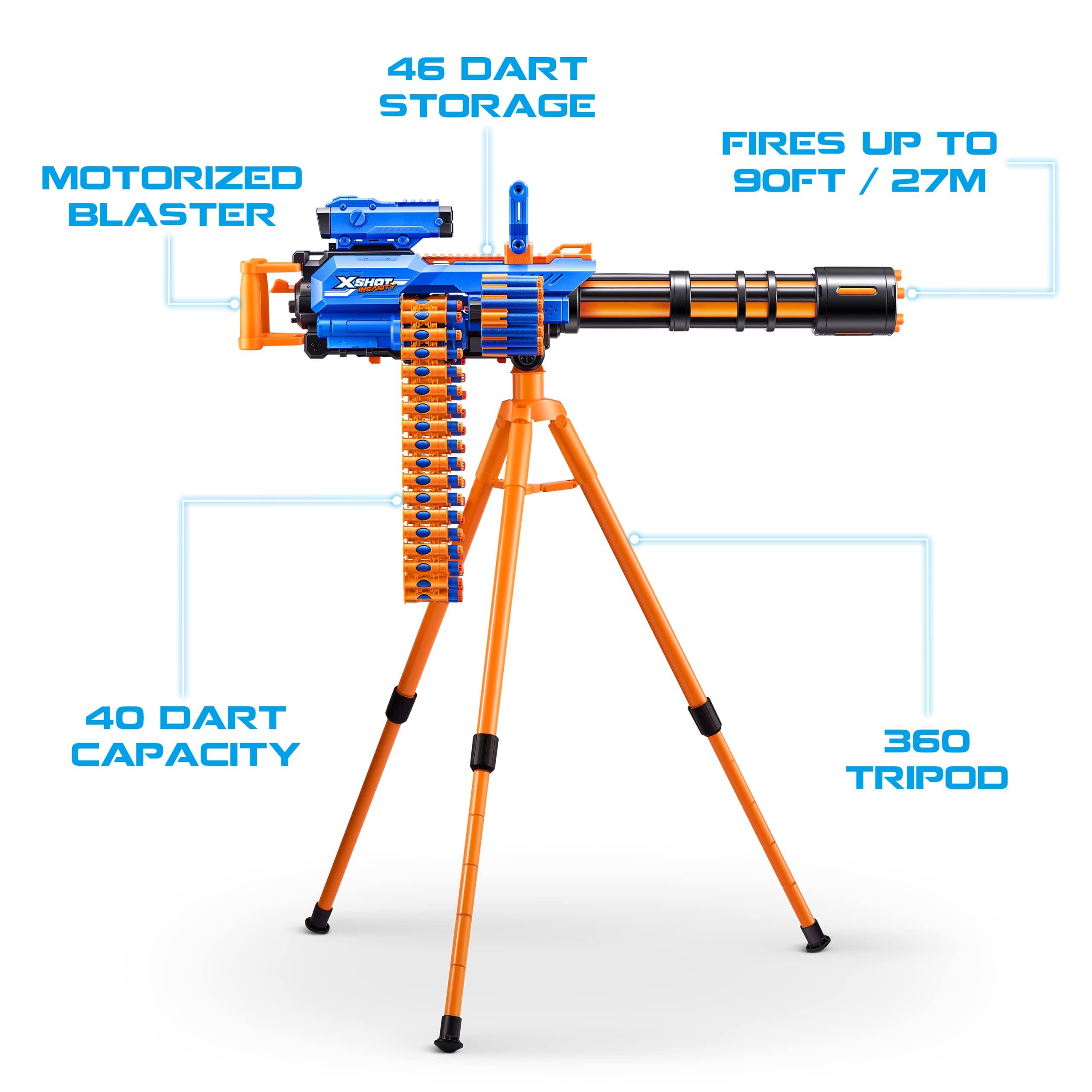 X-Shot Insanity Motorized Rage Fire by ZURU 72 Darts, Air Pocket Technology Darts, Dart Storage, Blasting Power, Auto Feeding Belt, Tripod & Scope, Outdoor Toy for Boys, Girls, Teens, Adults - Image 4