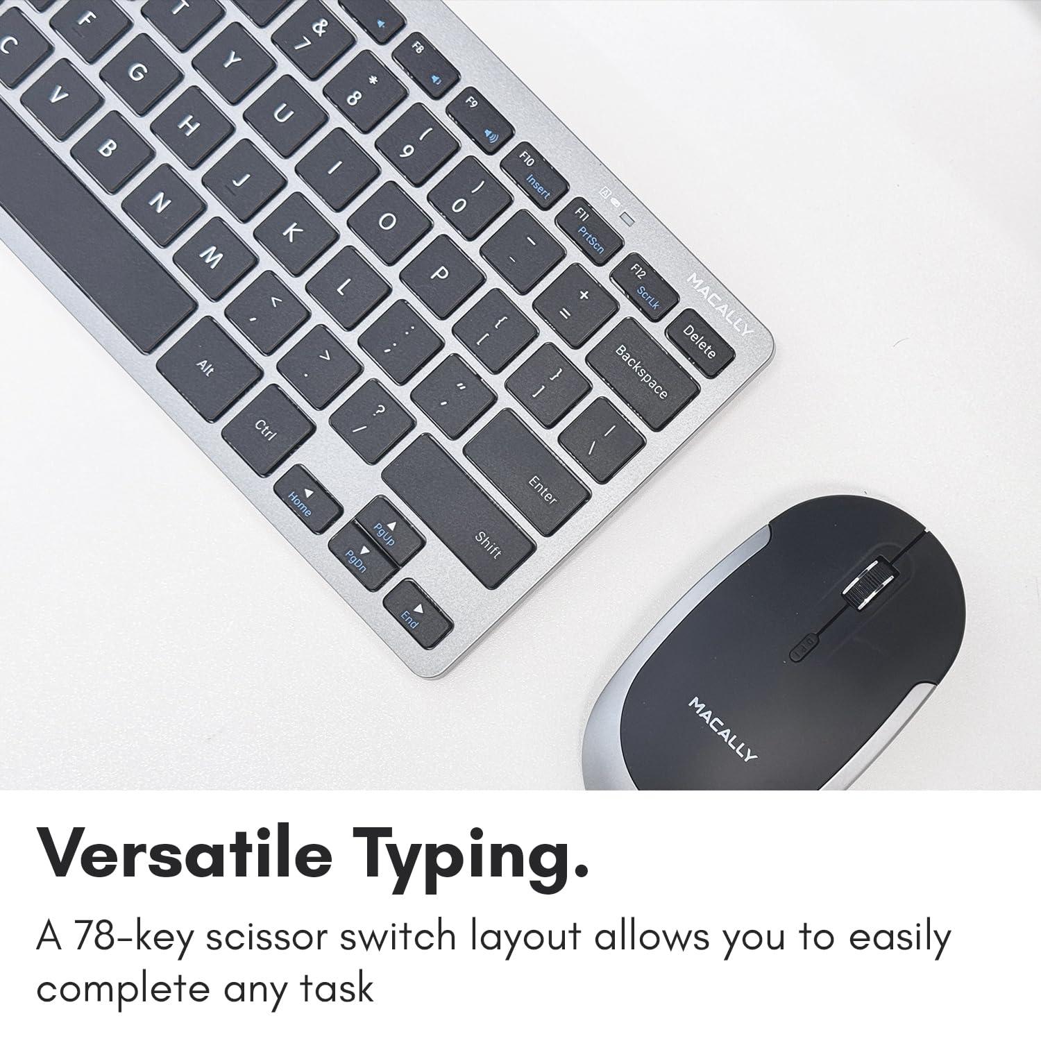 Macally Small Wireless Keyboard | Mini Keyboard for PC - Slim, Quiet & Portable for Laptop, Desktop PC, Surface, Chromebook - Space Gray - Image 5