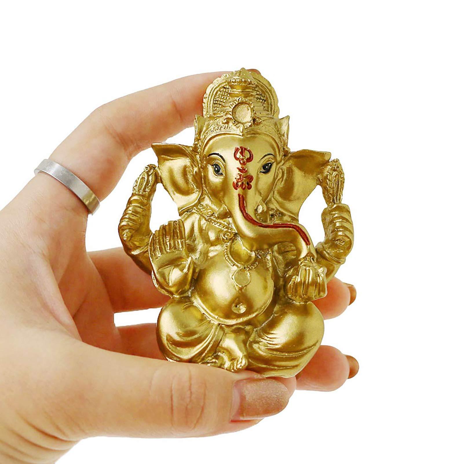 Hindu Ganesh for Car Dashboard - Indian Mini Ganesha Statue India Home Office Temple Mandir Pooja Items Diwali Gifts Decor Murti Ganpati Idol Yoga Zen Meditation Room Altar Shrine Kit