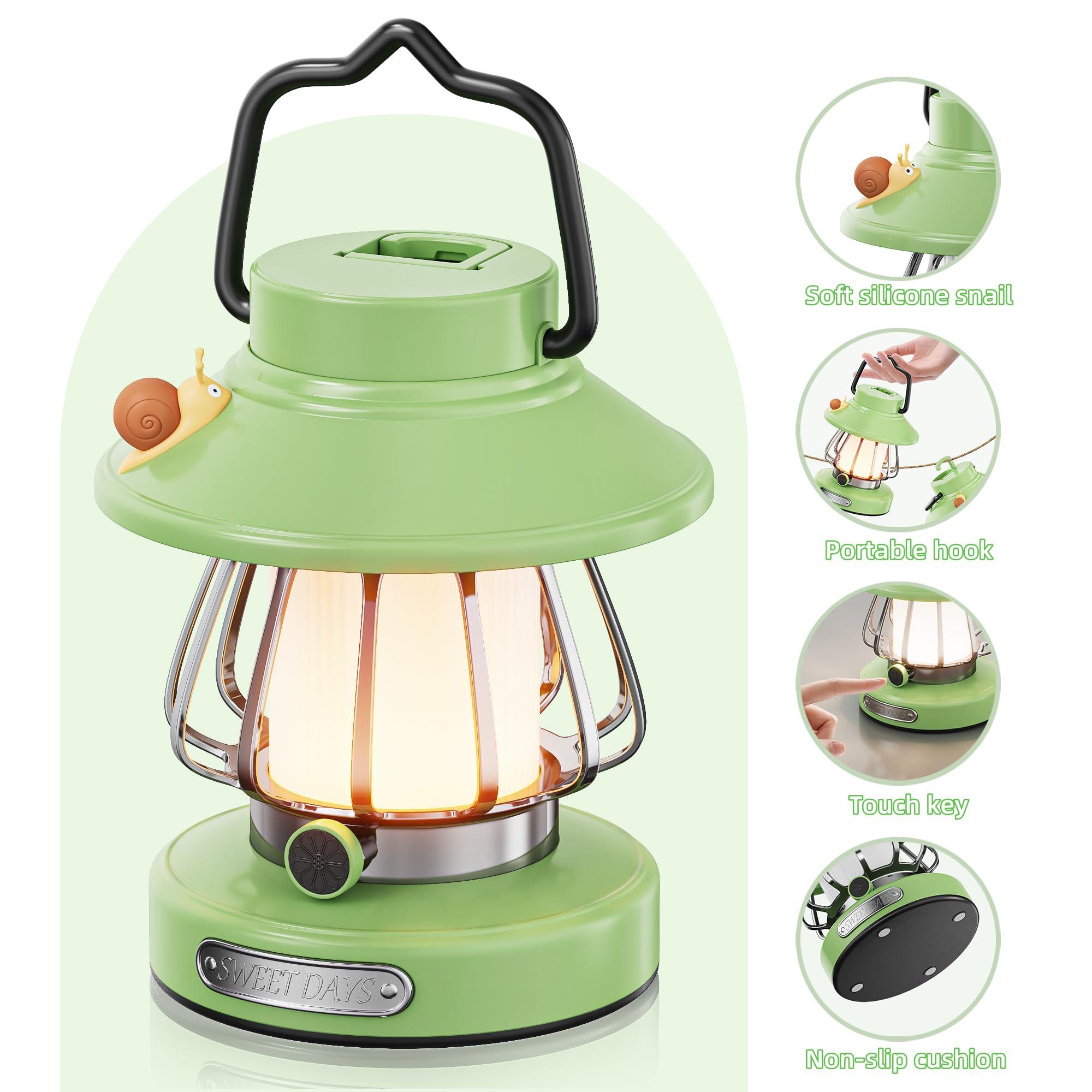 HOMY New Gear lamp for Kids Set Toddler Flashlight Convenient LED Light Rechargeable Battery Operated Outdoor Indoor Essentials Table Portable Night Light Green Gift Electric Camping Lanterns Snail - Image 3