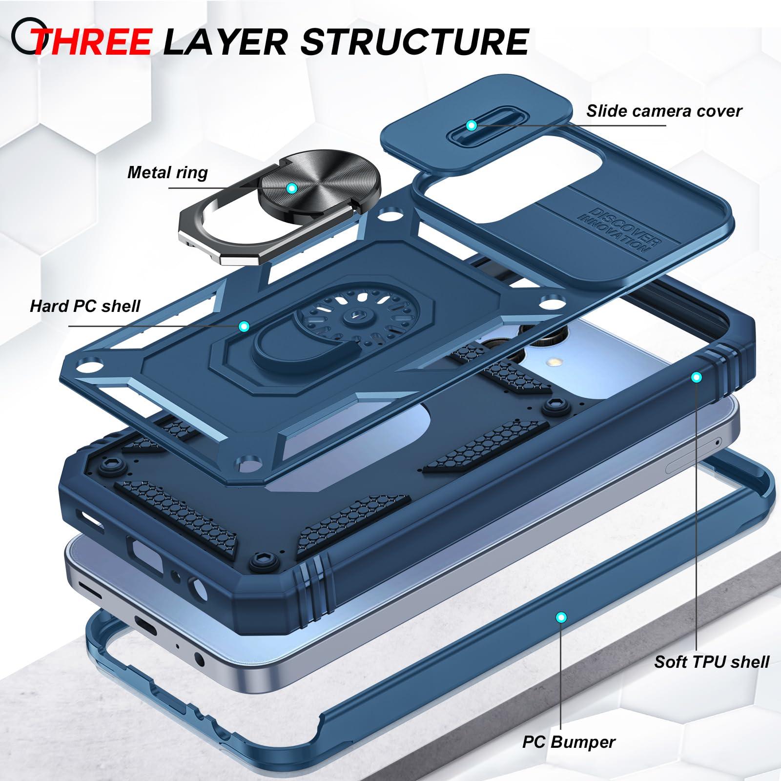 LeYi Cell Phone Case Cover Galaxy A15 5G and Screen Protector, Smartphone Case Galaxy A15 5G Cell Phone Accessories, Magnetic Stand, Shock Proof Funda para Smart A 15 5G, Blue - Image 4