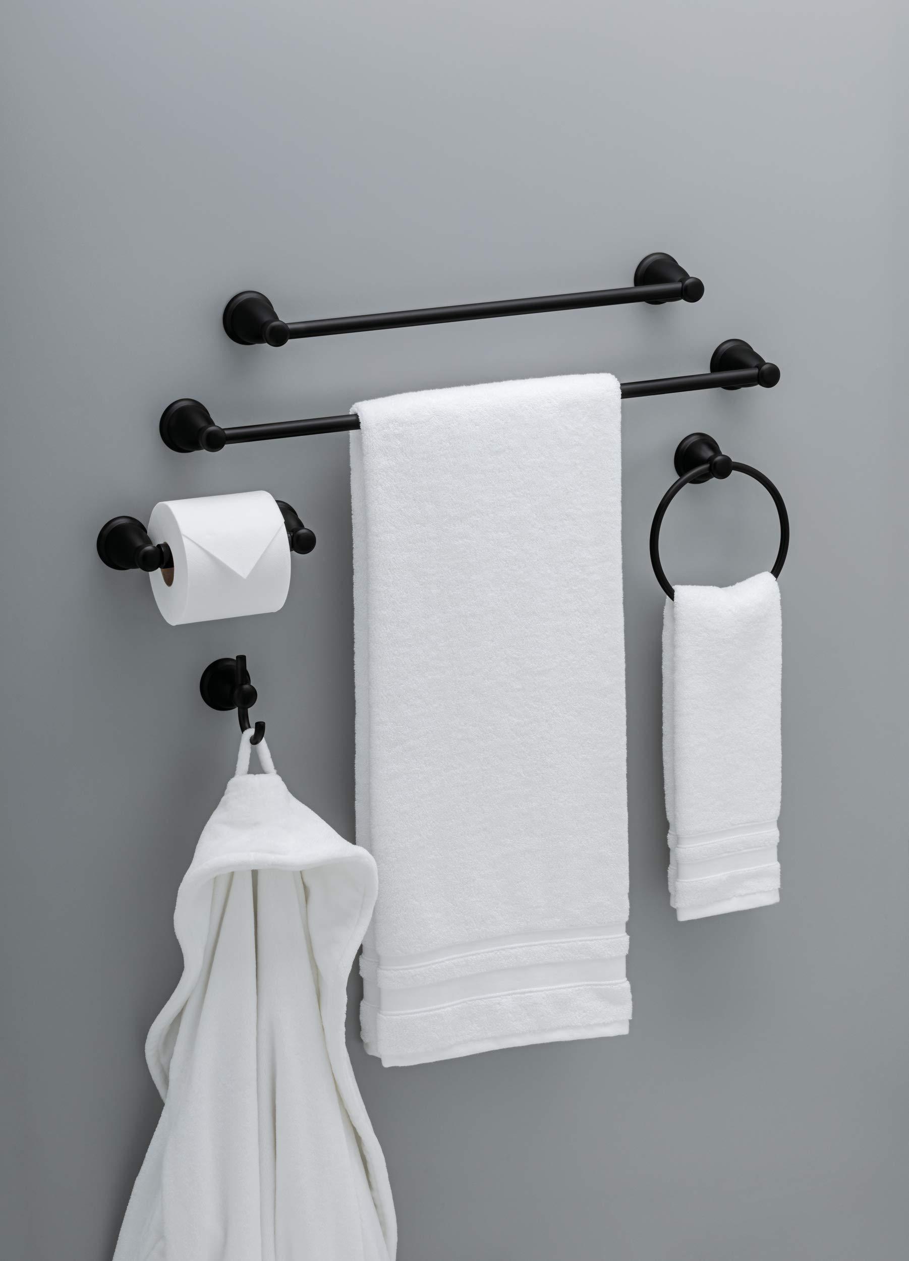 Franklin Brass Kinla (5-Pack) Bathroom Set Matte Black 18" and 24" Towel Bar Racks,Toilet Paper Holder, Hand Towel Holder, Hook | Bathroom Accessory Set Towel Holder 5-Piece Hardware Set KIN5PC-MB - Image 26