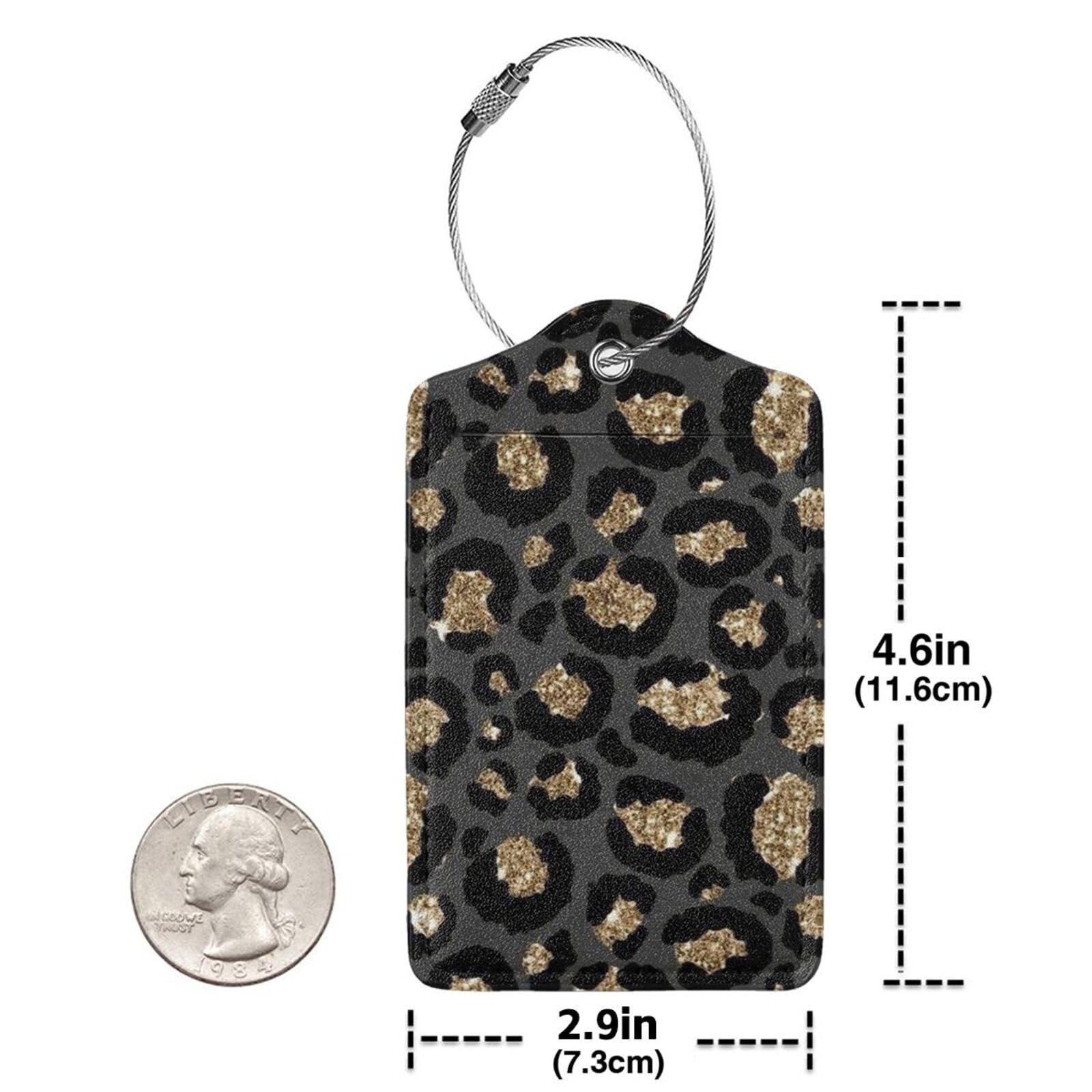 GACCAP 2 Pack Luggage Tags for Suitcase, Privacy Cover ID Label with Stainless Steel and Address Card for Travel Bag Backpack Cruise Ship Essentials Tag Women Girls - Black Gold Leopard Cheetah - Image 2
