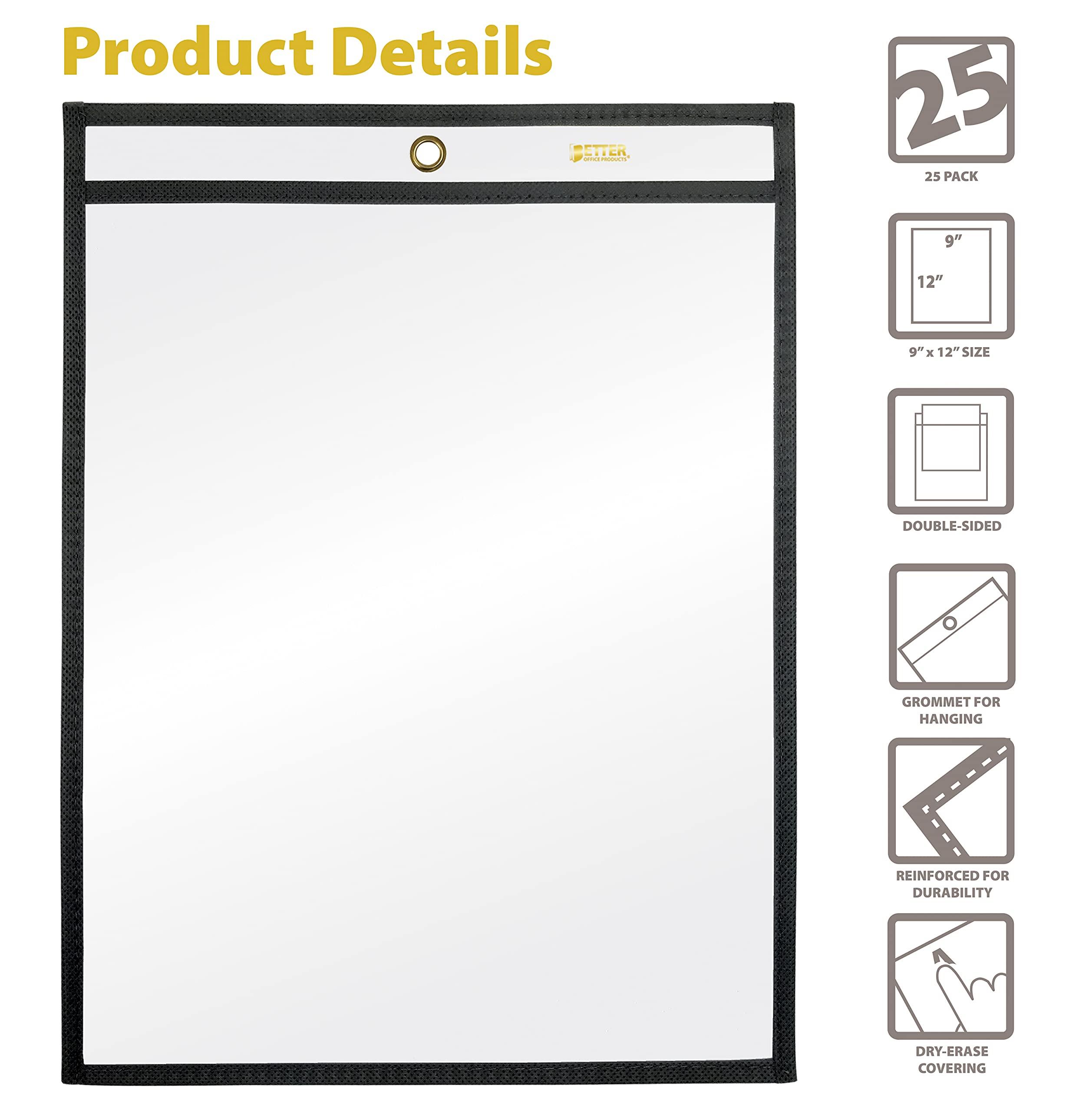 Better Office Products Shop Ticket Holders, 9 x 12 Inches, Both Sides Clear, Stitched Black Edge Trim, 25 Pack - Image 3
