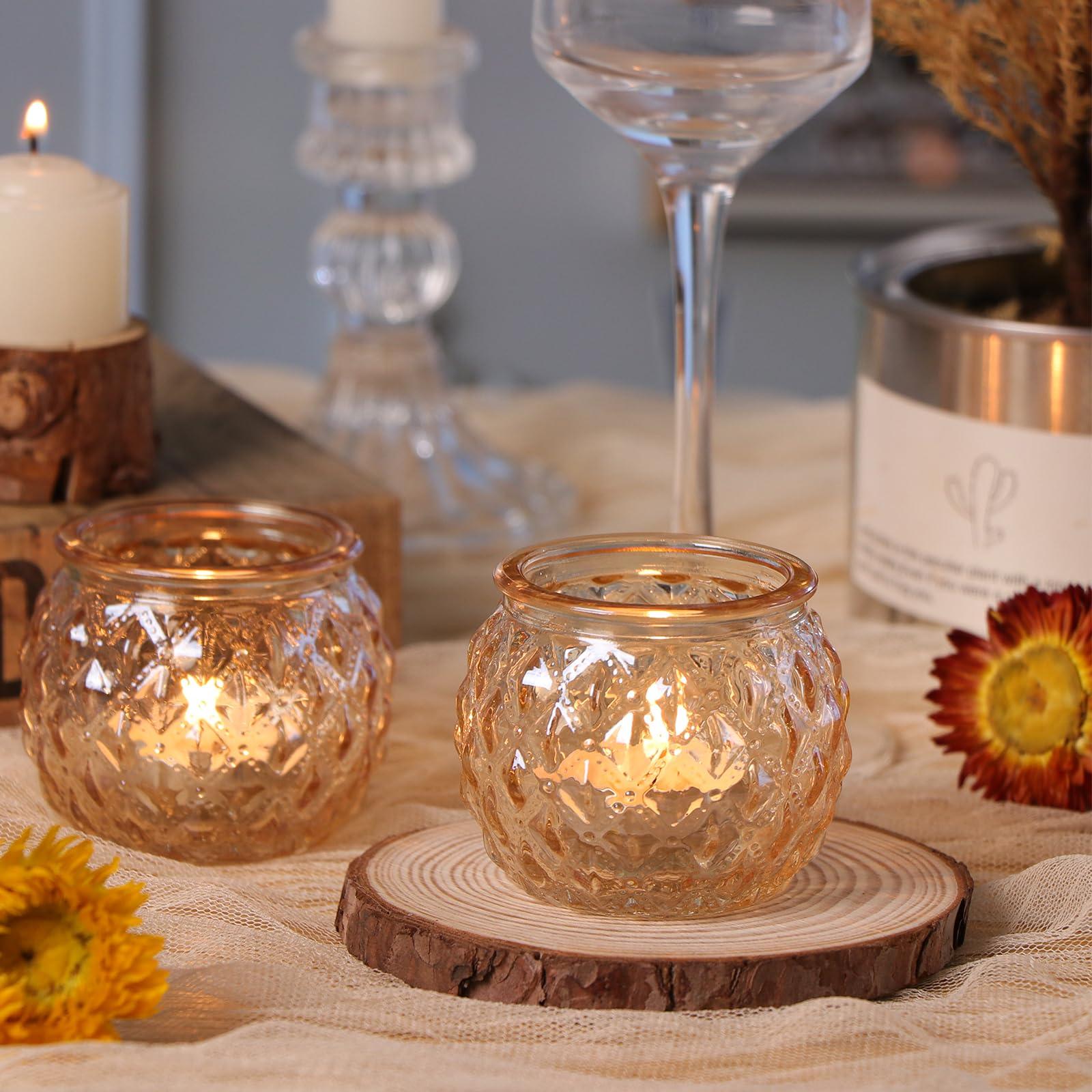 DARJEN 48Pcs Gold Votive Candle Holders - Round Glss Candle Holders Bulk for Table Centerpiece, Tea Lights for Wedding Shower, Party & Home - Image 6