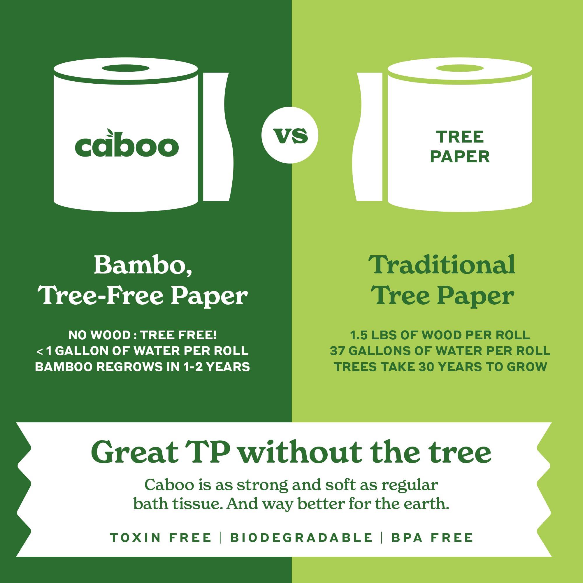 Caboo Tree Free Toilet Paper, Septic Safe Bath Tissue, Quick Dissolving 2 Ply Sheets - 300 Sheets Per Roll, 9 Double Rolls - Image 7