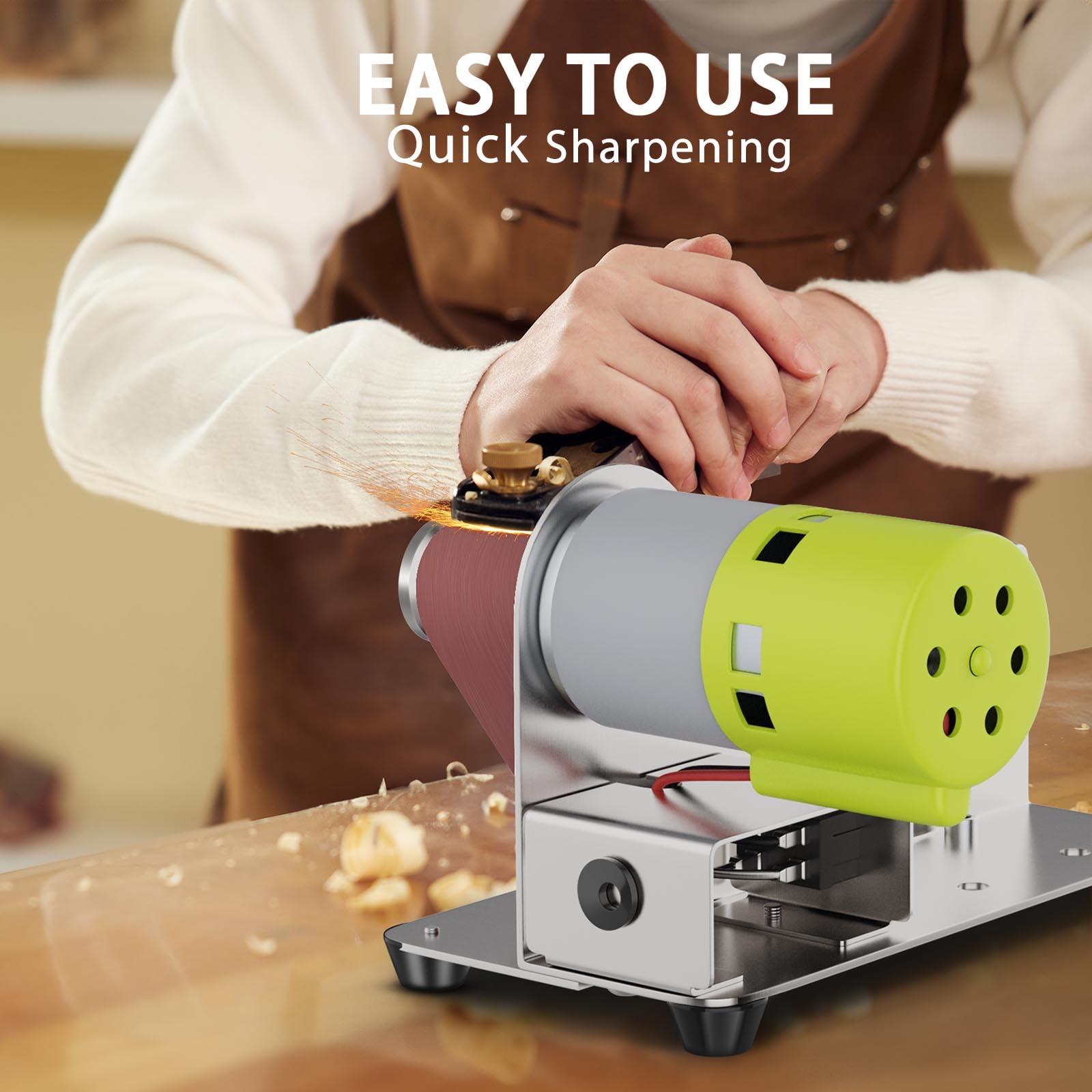 Mini Belt Sander, 7 Adjustable Speed Electric Knife Sharpener, 15 Degree Belt Grinder, Power Belt Sander for Metal Working and Woodworking - Image 7