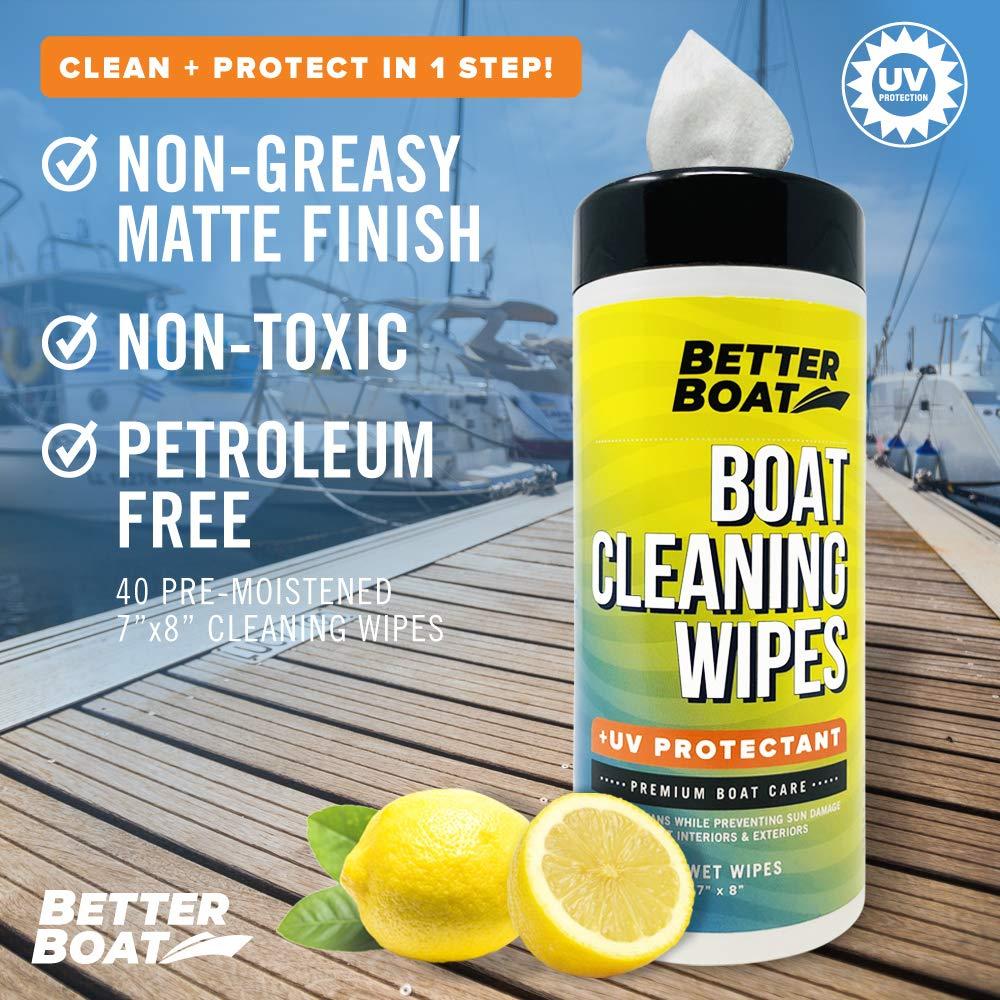 Boat Cleaner Wipes with UV Protection, Marine Vinyl Cleaner and Protectant, for Boat Seats, Car Leather, Dashboard, Console, Interior, and Exterior Cleaning Supplies - Image 2