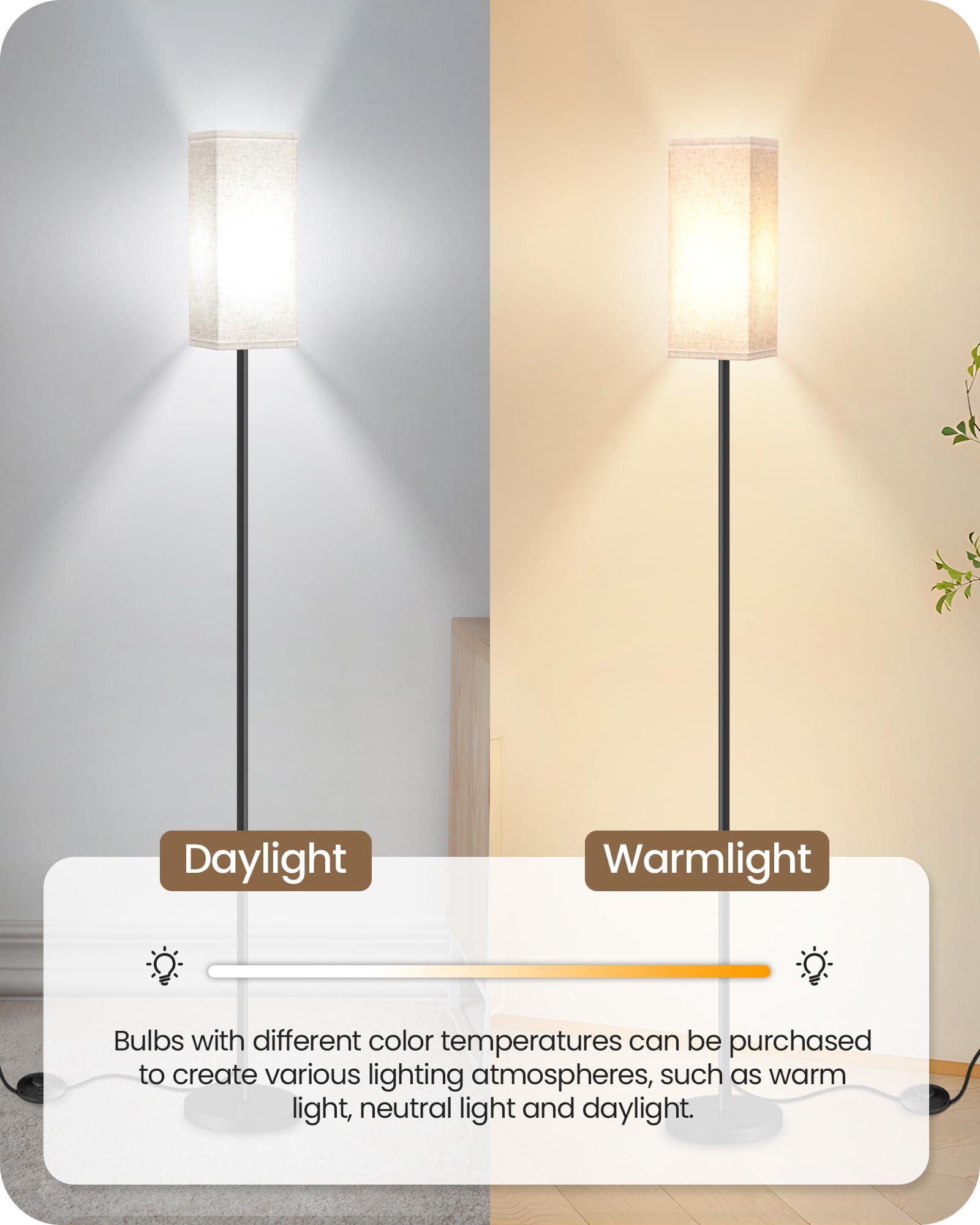 GOEBLESON Floor Lamp, Pole with Foot Switch, Modern Standing Lamp Lampshade, Minimalist Freestanding Lamp (Bulb Not Included), for Living Room, Bedroom Office FCC Listed, Black and Beige E07LD05 - Image 7