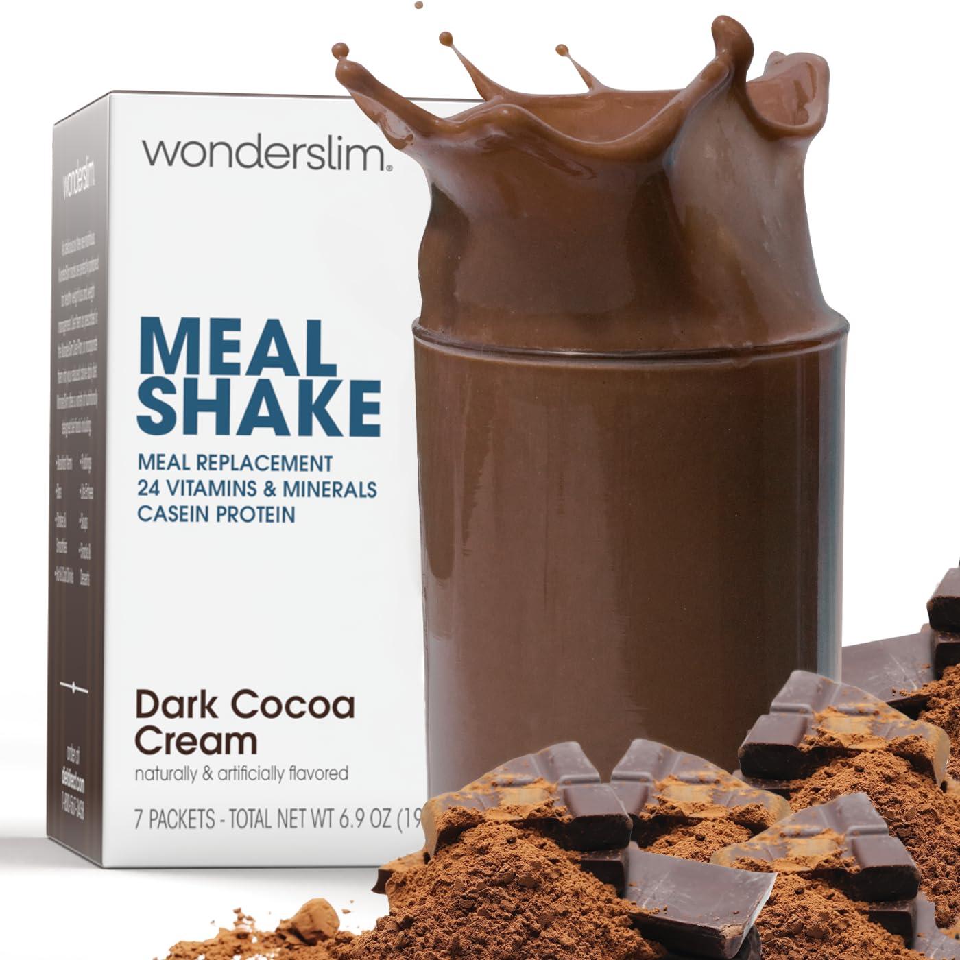WonderSlim Meal Replacement Shake, Dark Cocoa Cream, 15g Protein, 24 Vitamins & Minerals, Gluten Free, Low Carb (7ct) - Image 1