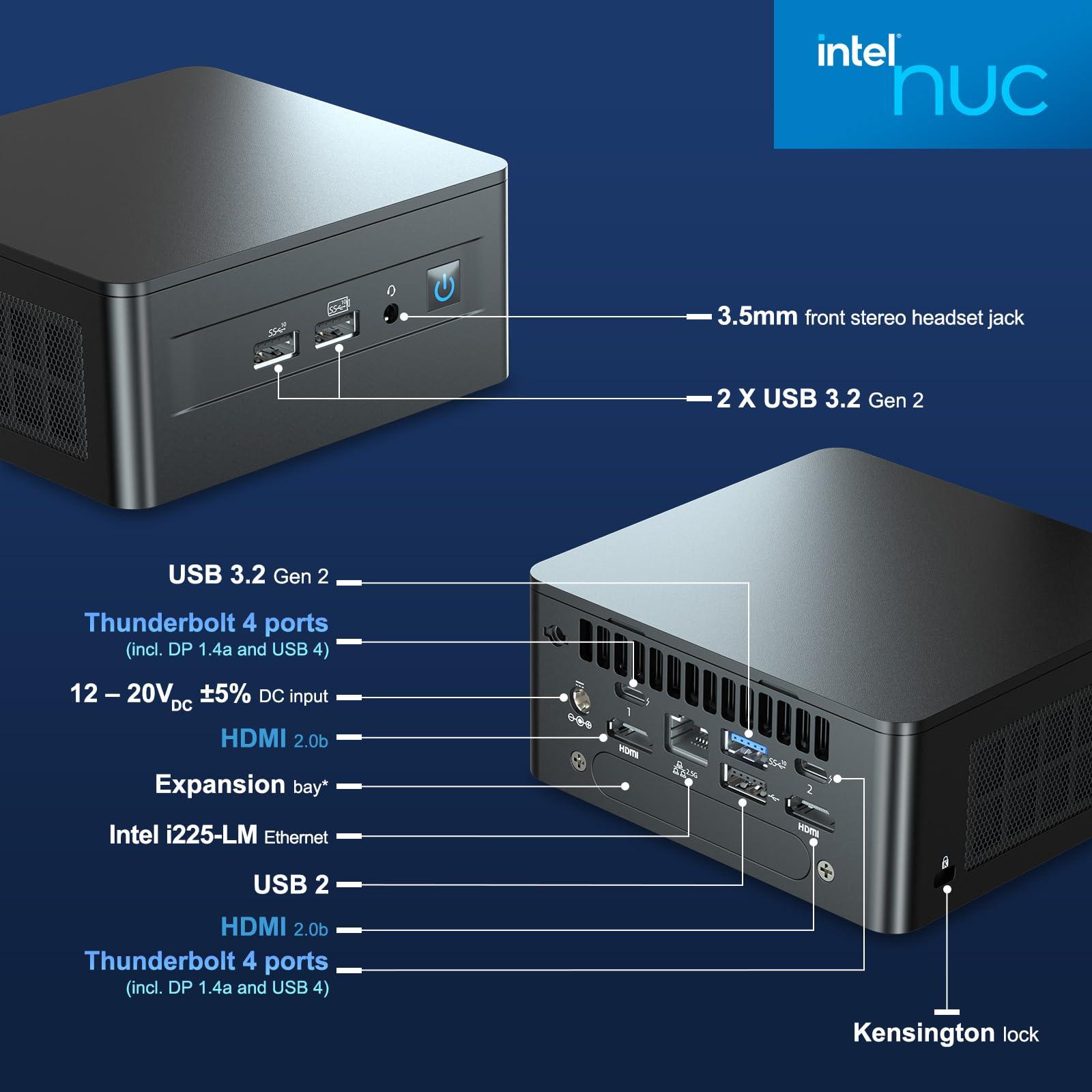 ASUS NUC 12Pro, Intel NUC 12 Pro NUC12WSHi5 Mini PC, Intel Core i5-1240P (12C/16T, Up to 4.4GHz), 16GB DDR4 RAM, 512GB PCIe 4.0 NVMe SSD, Iris Xe Graphics, WiFi 6E, BT 5.3, 8K Support, Win 11 Pro - Image 4