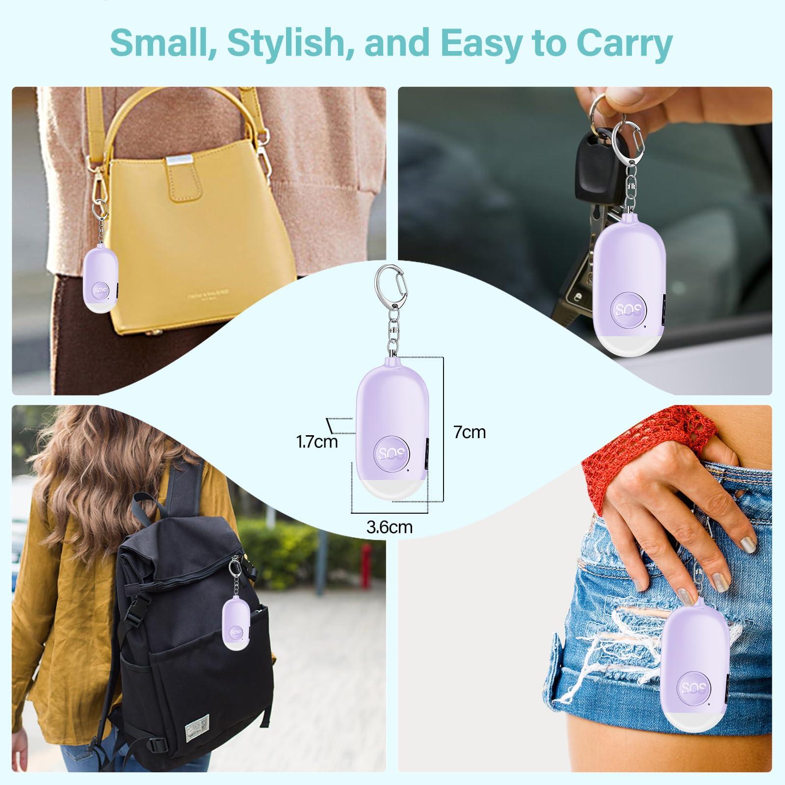 Hion Personal Safety Alarms for Women, Rechargeable 130dB Self Defense Alarm Keychain with LED Flashlight, Emergency Safe Sound Security Alarm for Children Elderly College Girls Men(Purple) - Image 8
