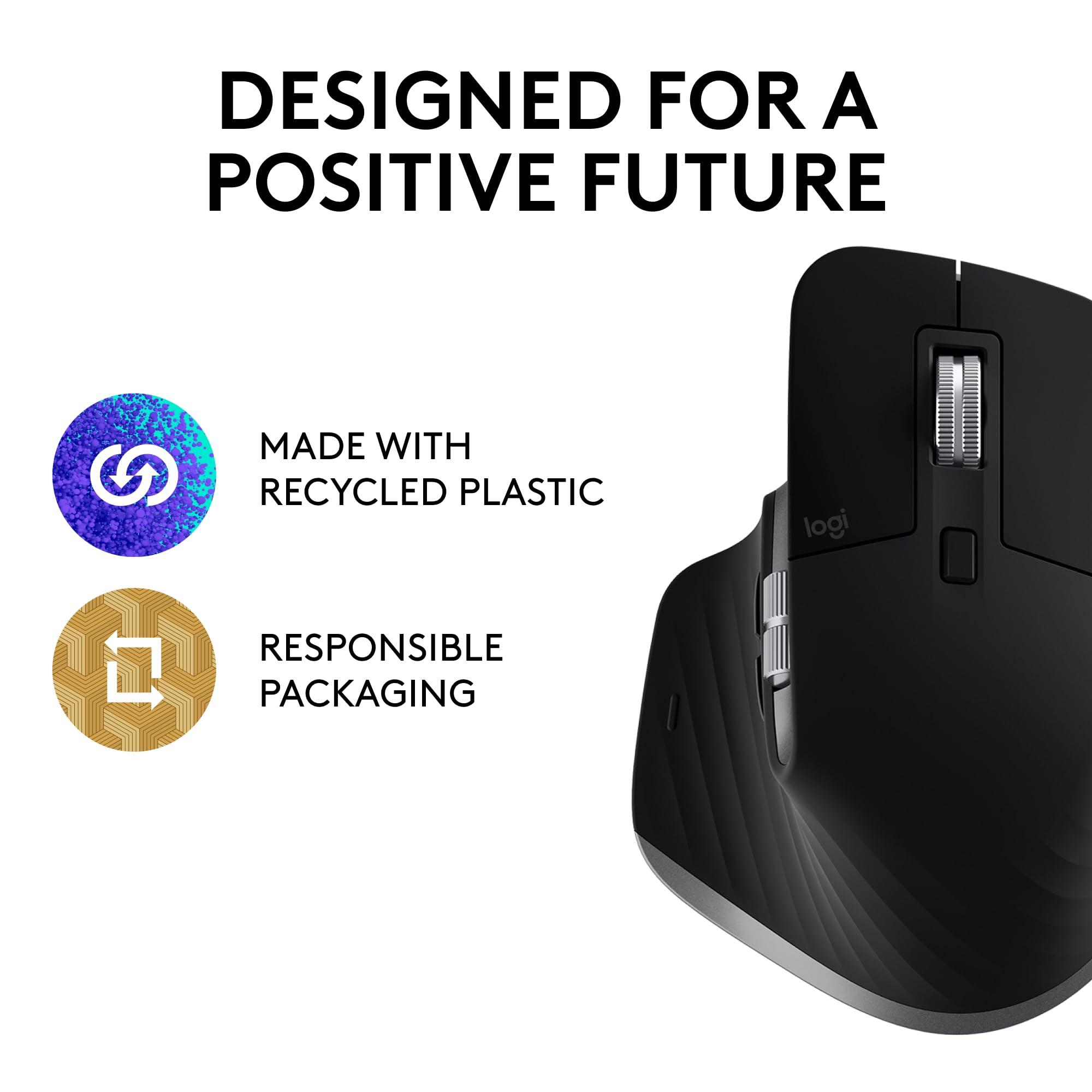 Logitech MX Master 3S for Mac - Wireless Bluetooth Mouse with Ultra-Fast Scrolling, Ergo, 8K DPI, Quiet Clicks, Track on Glass, Customization, USB-C, Apple, iPad - Space Grey - Image 5