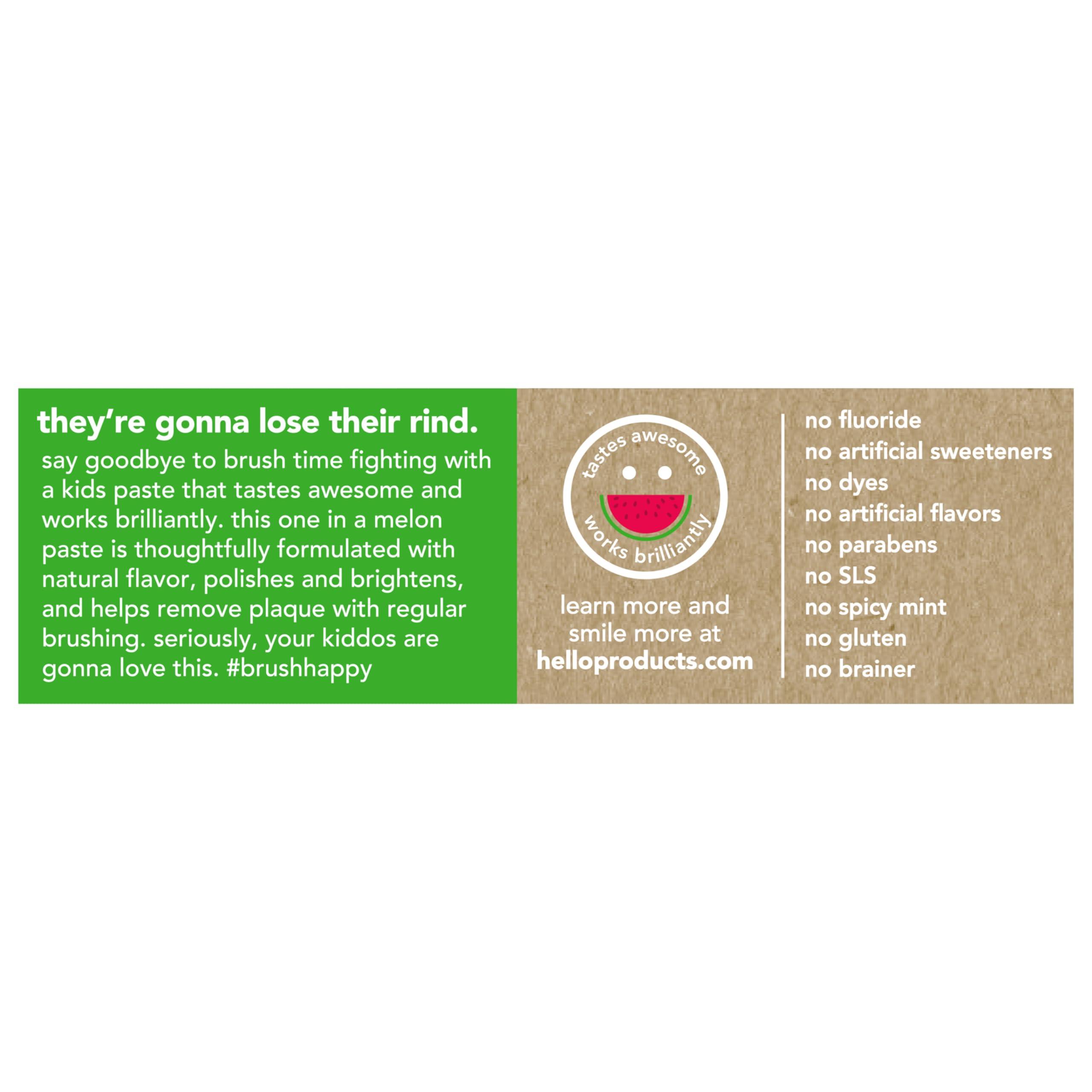 hello Fresh Watermelon Fluoride Free Kids Toothpaste, 4.2 Oz Tube - Image 8