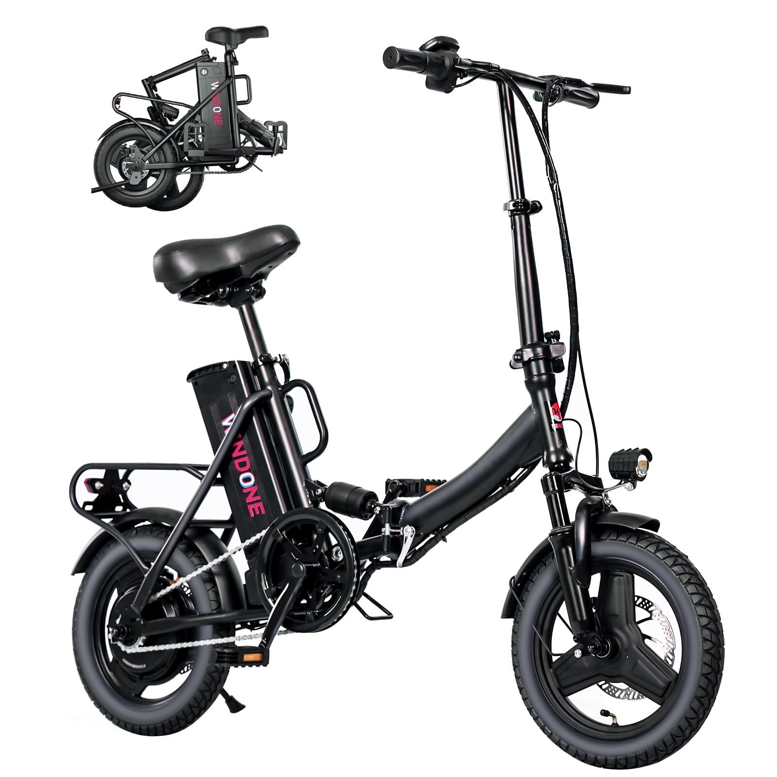 Windone S14/S16 Electric Bike for Adults, Max 19/22 MPH Speed & 28/50 Miles Range (PAS), 500W/750W Peak Motor, Foldable, Lightweight, Shock Absorbers, UL 2849 Certified Ebike