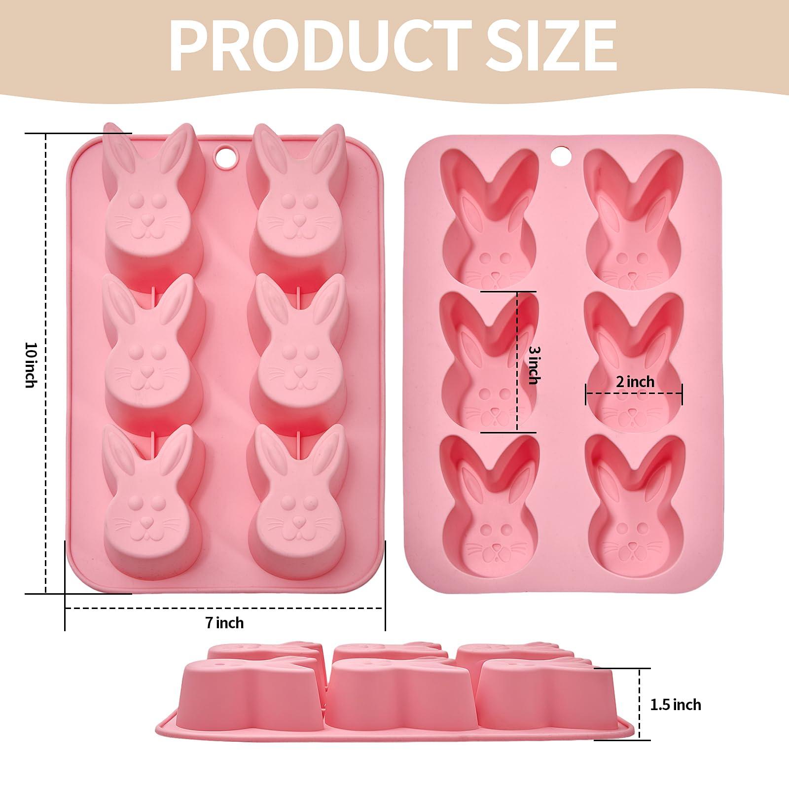 Bunny Molds Easter Silicone Molds for Chocolate, 2 Pack Easter Bunny Muffin Brownie Pan for Baking, Jello Candy Molds Easter Soap Molds for Hot Chocolate Bombs Ice Cube Candle - Image 2