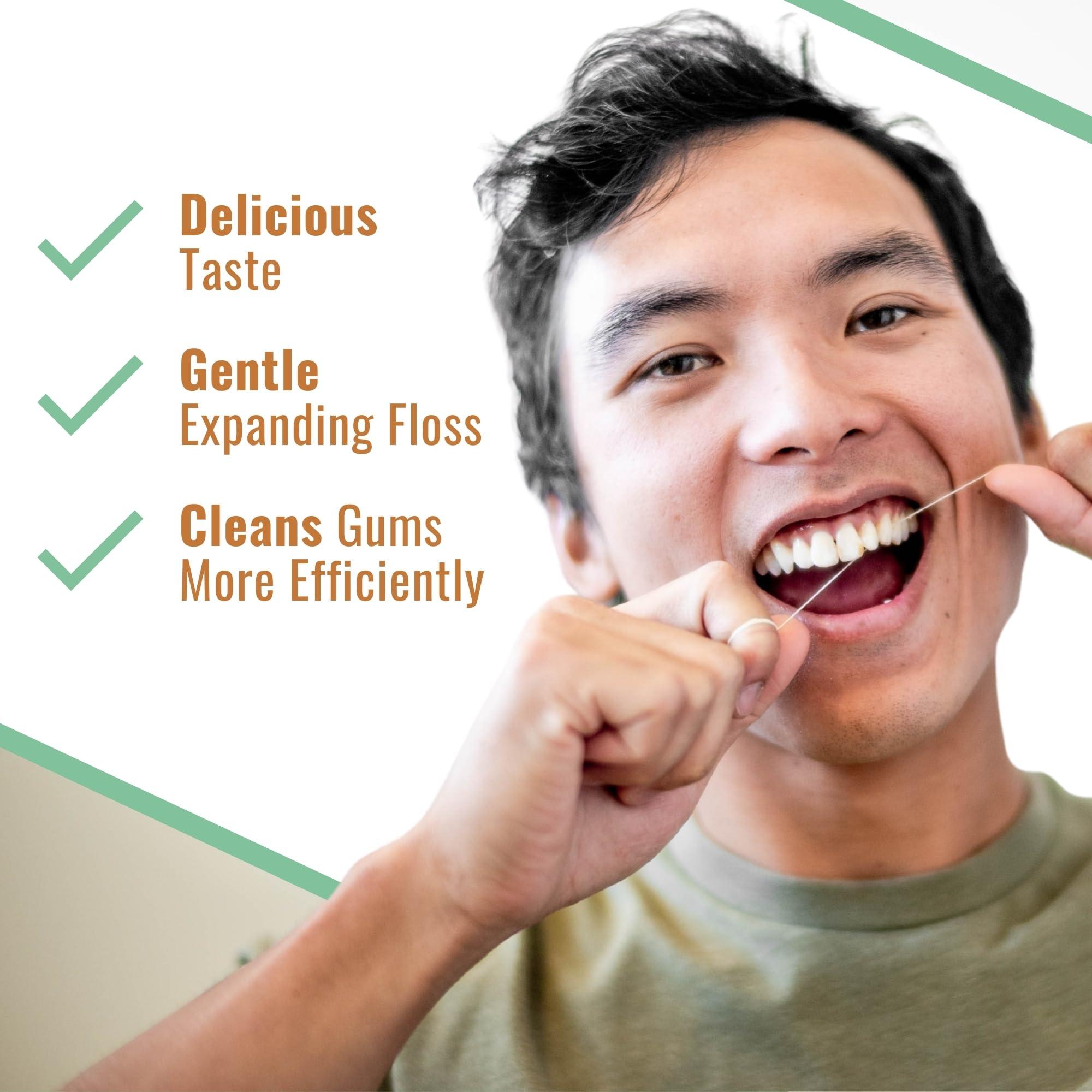 Dr. Ginger's White Charcoal Dental Floss - Expandable Floss for Deep Cleaning, Mint - 32yds, 3 pcs - Tooth Floss Infused with Coconut Oil and Xylitol for Effective Oral Care and Plaque Removal - Image 4
