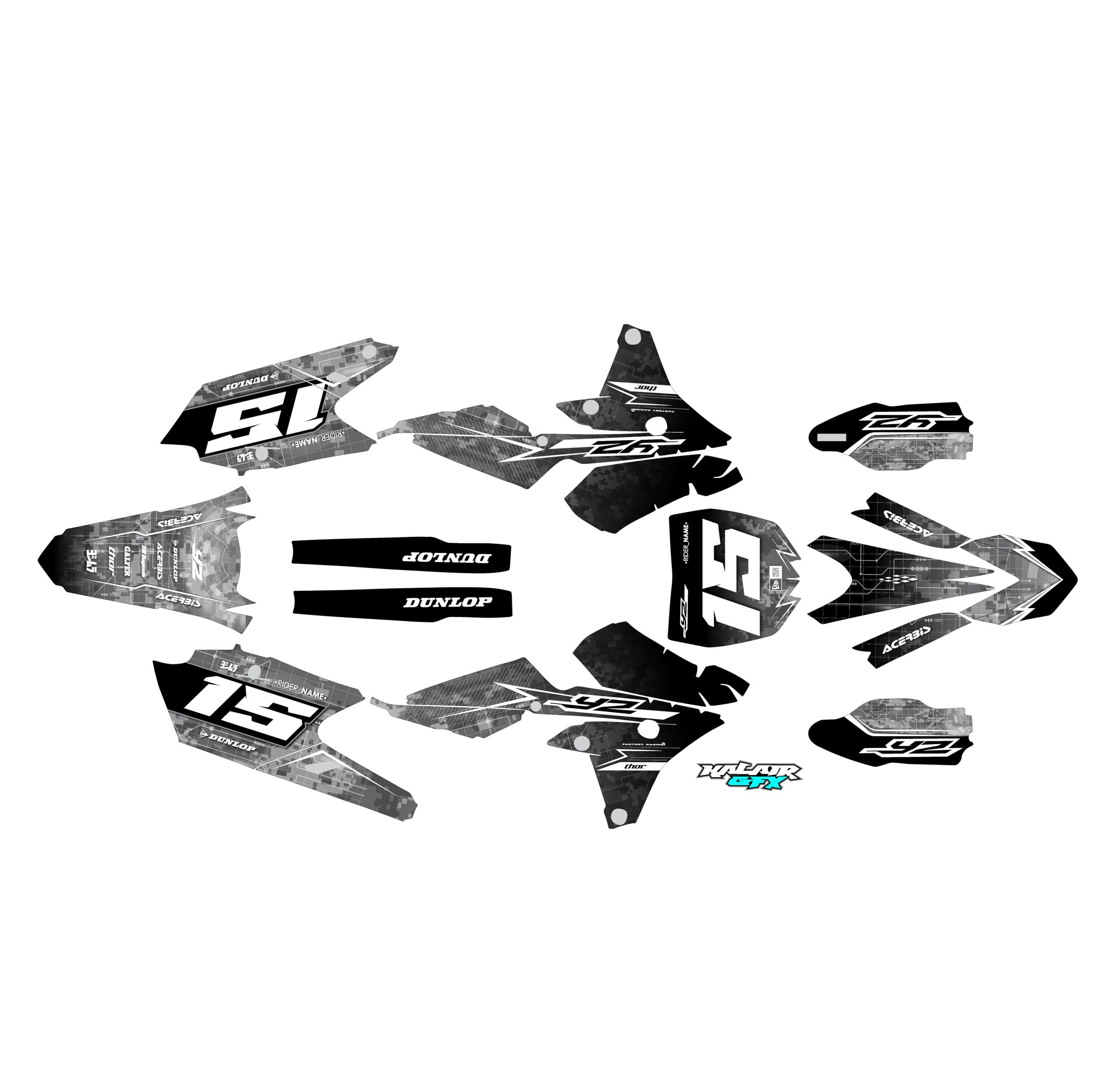 Kalair GFX Graphics Kit for Yamaha YZ250F (2014-2018) CYBERWARE Series White 09 Mil - Dirt bike Custom Racing Graphics Decals Stickers Kit, no-plastics
