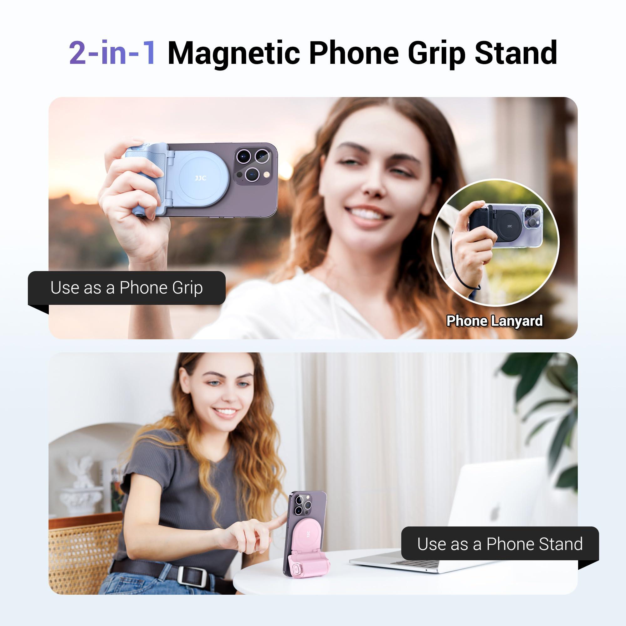 Magnetic Smartphone Shooting Holder Phone Hand Grip Handle Snap On Phone Stand with Tripod Mount & Wireless Shutter Remote for iPhone 16 15 14 13 12 Pro Max Android Cellphone Vlog Video Photography - Image 2
