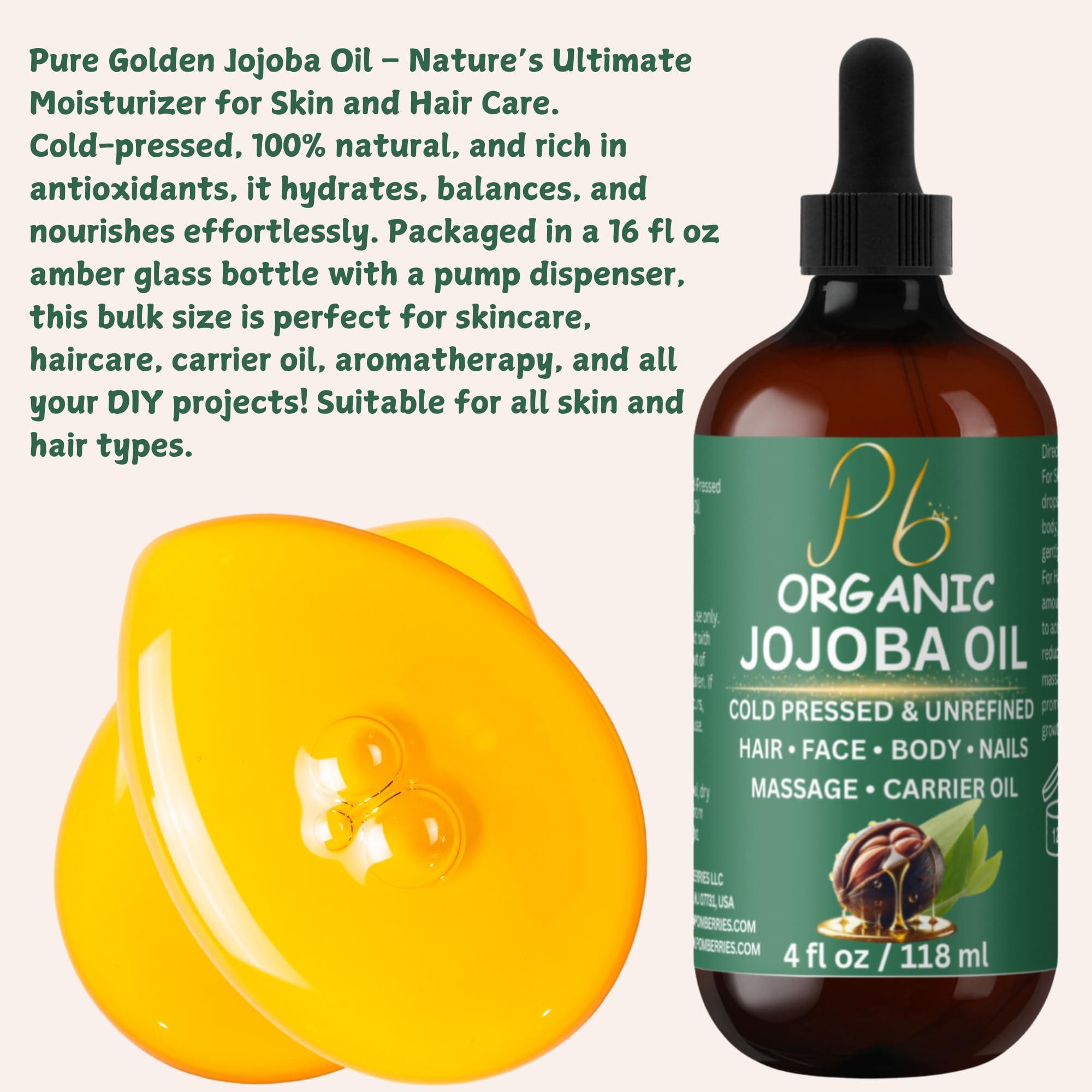Organic Jojoba Oil – 100% Pure, Cold-Pressed & Unrefined | Hexane-Free Golden Jojoba Oil for Hair, Skin & Nails | Hydrating Body Oil, Supports Youthful Glow & Smooth Texture | 4 fl oz - Image 2