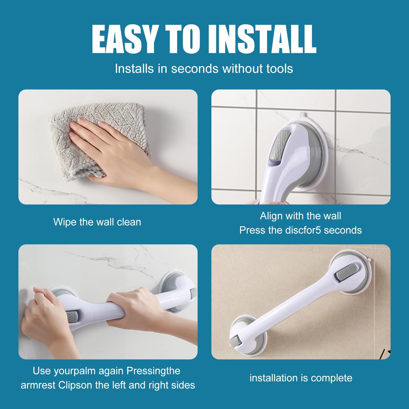 Shower Safety Bars - 2Pc 16 Inch Grab Bars for Bathtubs and Showers Safety, Adjustable Bathtub Handle for Seniors, No Drill Shower Grab Bar with Strong Suction Cups - Image 5