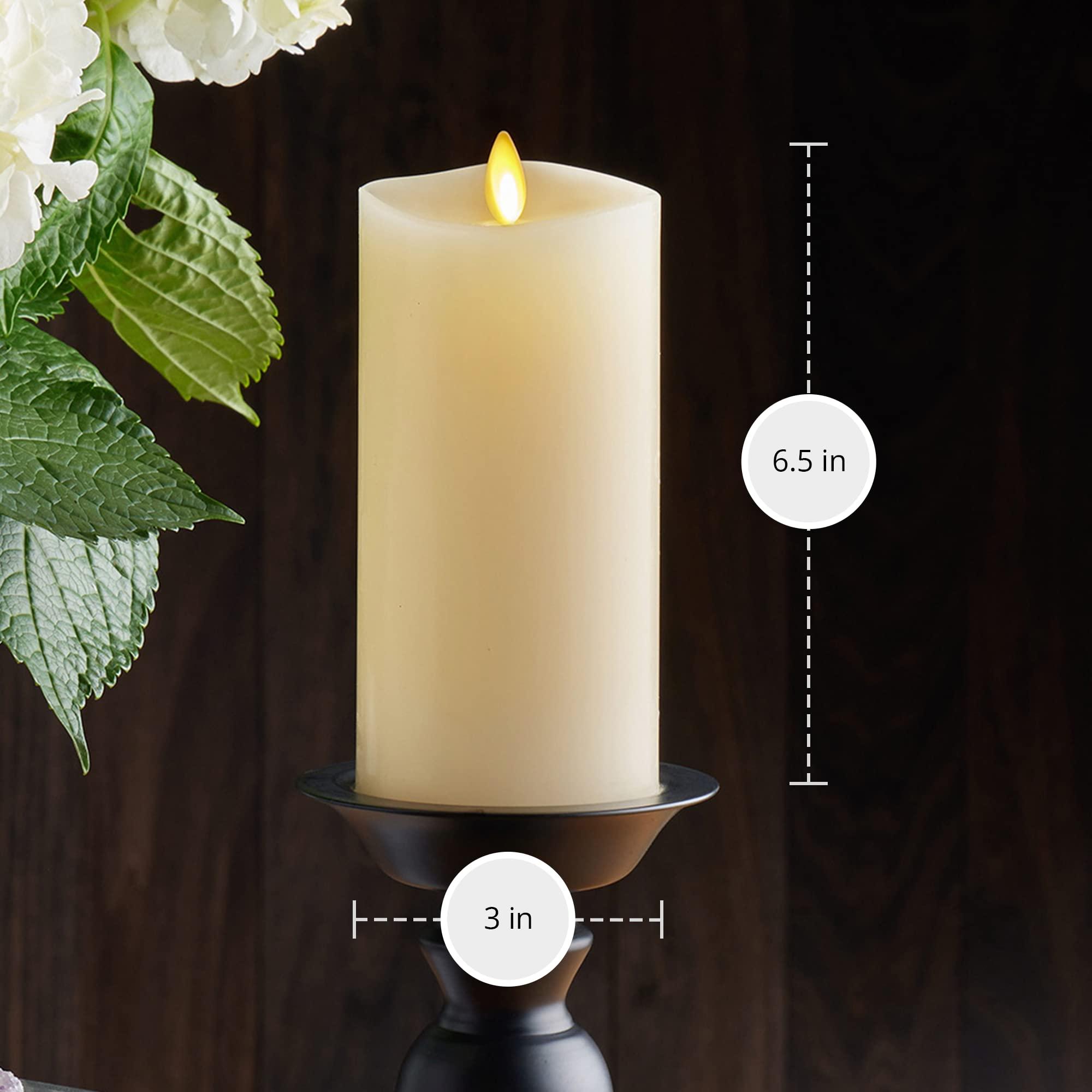 Luminara Realistic Artificial Moving Flame Pillar Candle - LED Operated Lights - Unscented - Remote Ready - Ivory (7.6 Wide x 15.6 Tall Centimetre) - Image 3