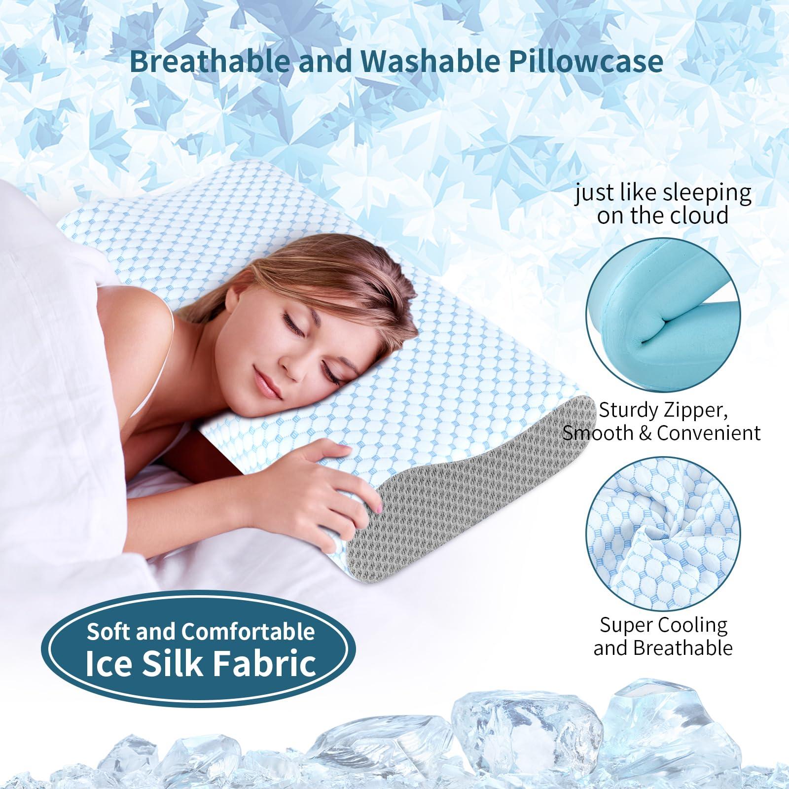 Cervical Neck Pillow for Pain Relief, Contour Memory Foam Pillows for Sleeping, Odorless Ergonomic Pillow Adjustable Orthopedic Cooling Pillow Bed Pillow Neck Support for Side Back Stomach Sleepers - Image 4