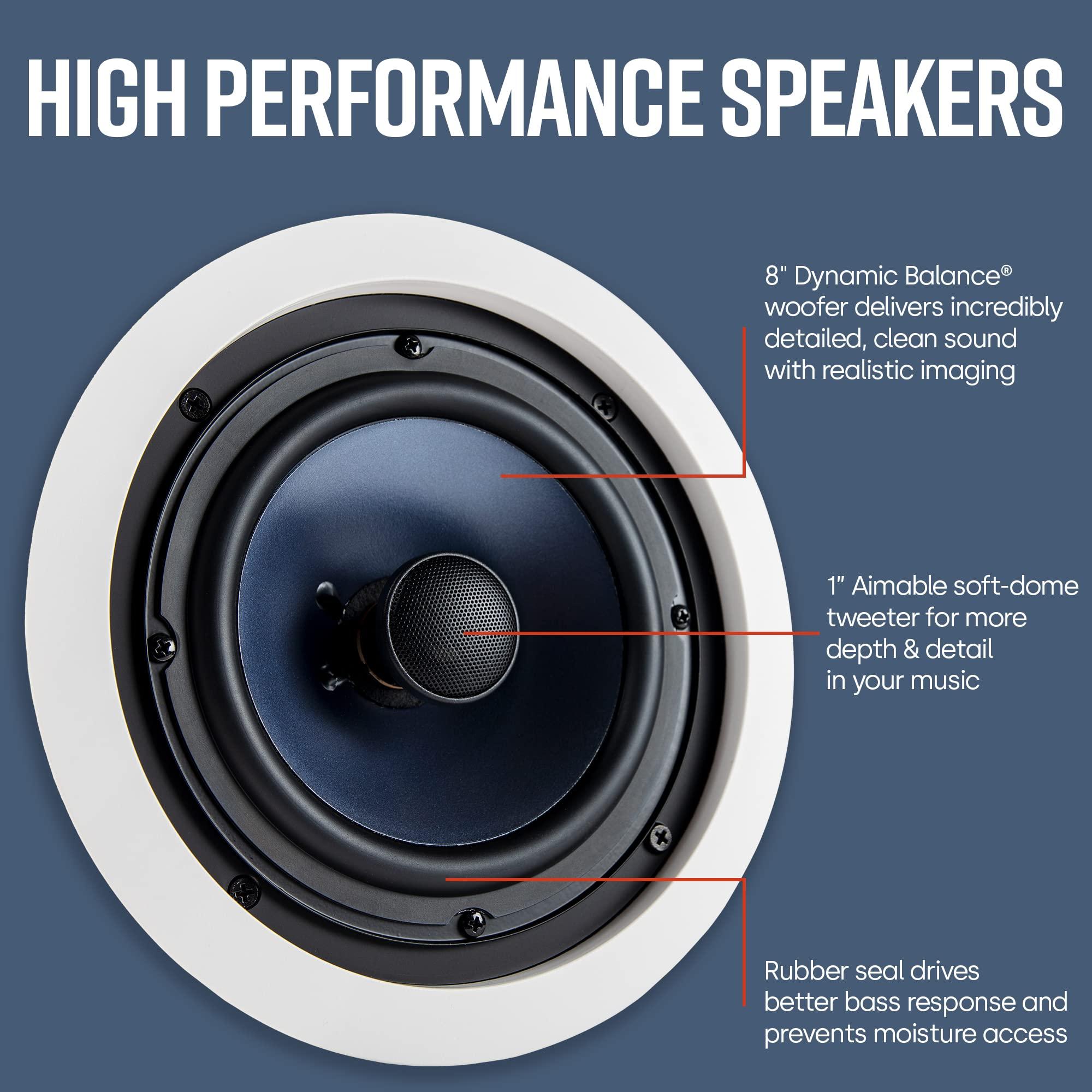 Polk Audio RC80i 2-Way Premium in-Ceiling 8" Round Speakers, Set of 2 Perfect for Damp and Humid Indoor/Outdoor Placement - Bath, Kitchen, Covered Porches (White, Paintable-Grille) - Image 2