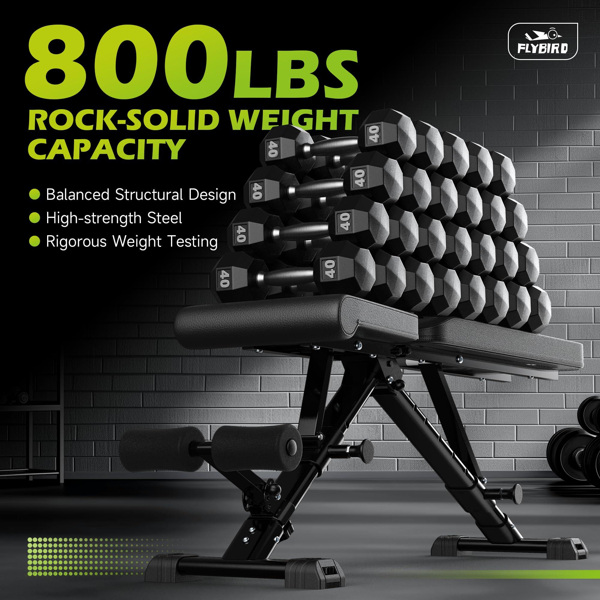 FLYBIRD Weight Bench, Adjustable Strength Training Bench for Full Body Workout with Fast Folding-New Version - Image 3