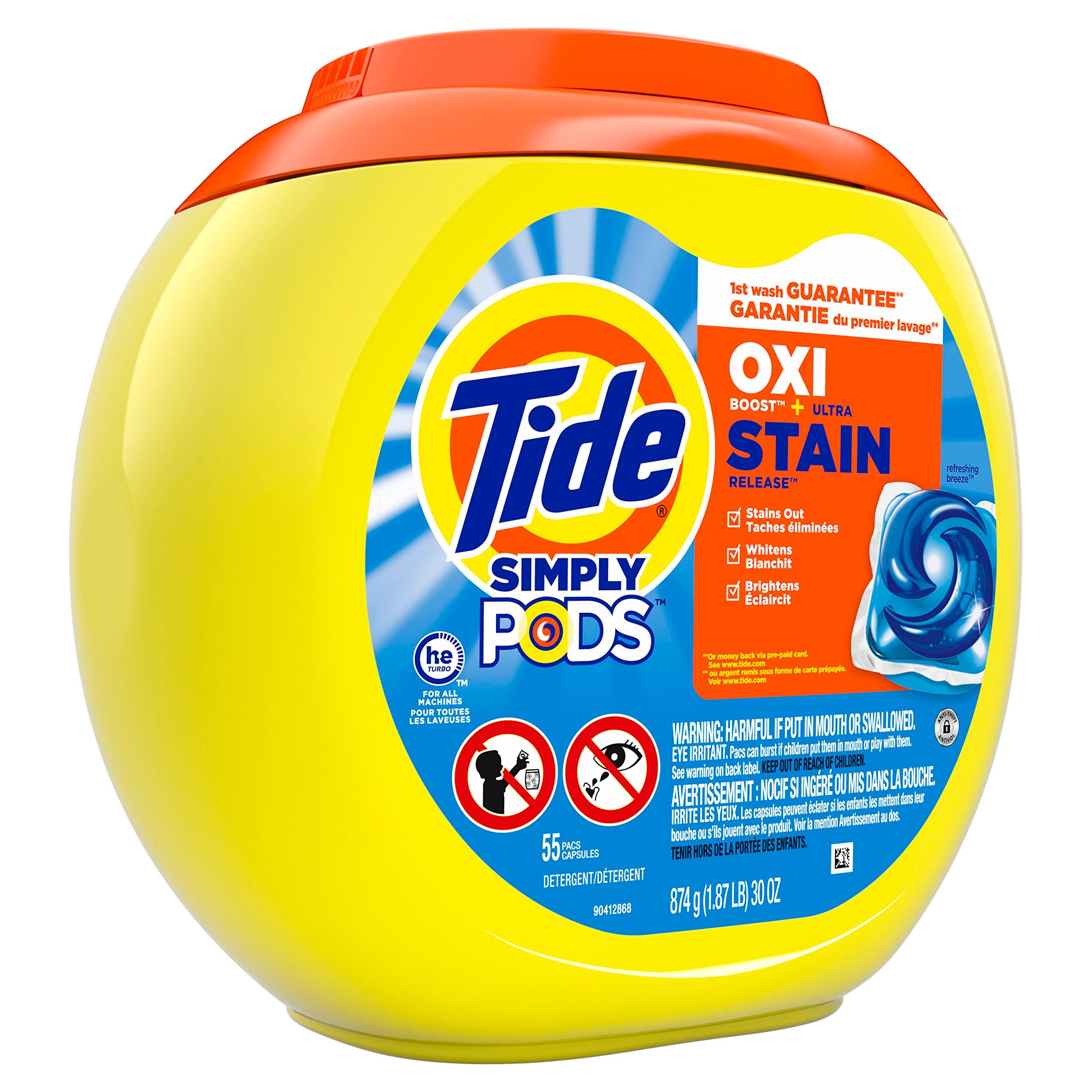 Tide Simply Pods + Oxi Laundry Detergent Soap Pods, Refreshing Breeze, 55 Count, 30 ounces - Image 2