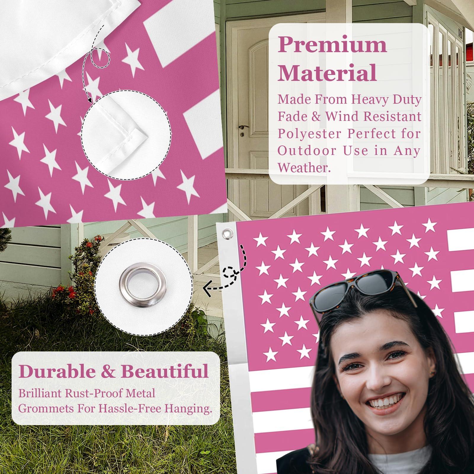 TOPCARPENTER Custom Flags Personalized Pink America Flag - 3X5 Ft Flag Design Your Image Funny Poster for Decor Living Rooms Bedrooms - Image 4
