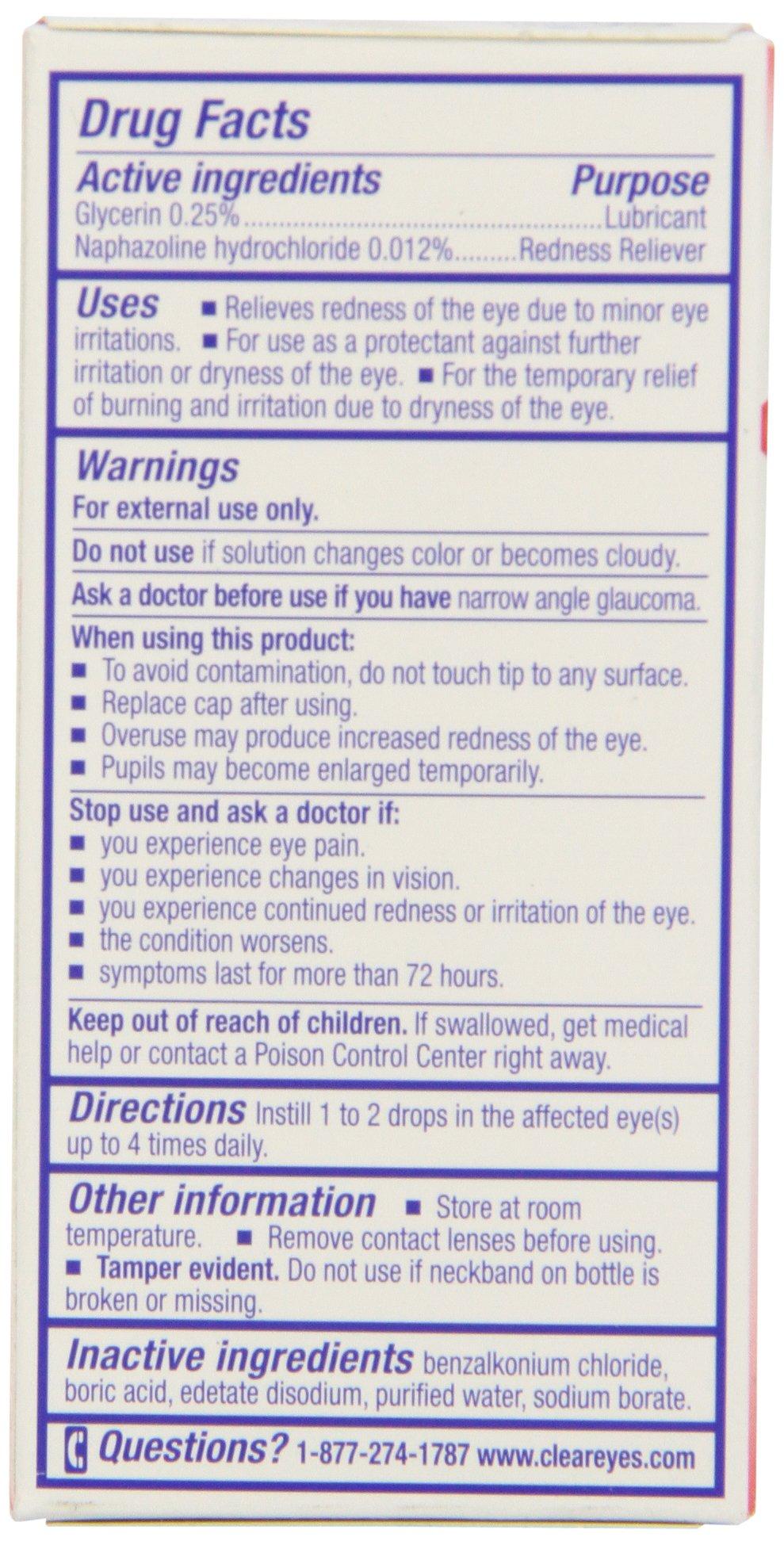 Clear Eyes Redness Relief Lubricant Redness Relief Eye Drops, 0.5 oz (Pack of 3) - Image 2