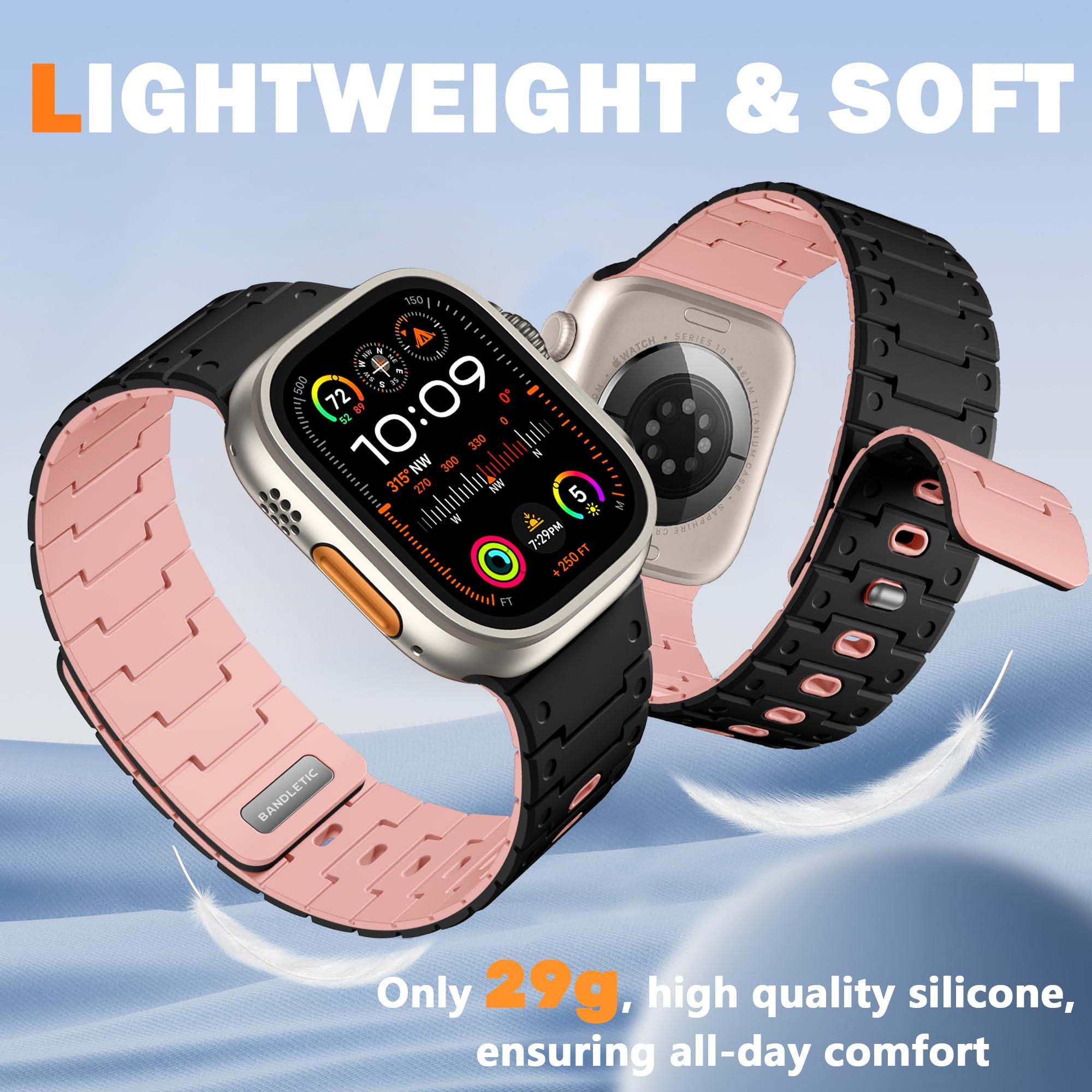 Bandletic Nylon Strap + Magnetic Silicone Watch Band Compatible with Apple Watch Strap Ultra/Ultra 2 49mm 46mm 45mm 44mm 42mm for iWatch Series SE/Ultra/Ultra 2/Series 9 8 7 6 5 4 3 2 1 - Image 8