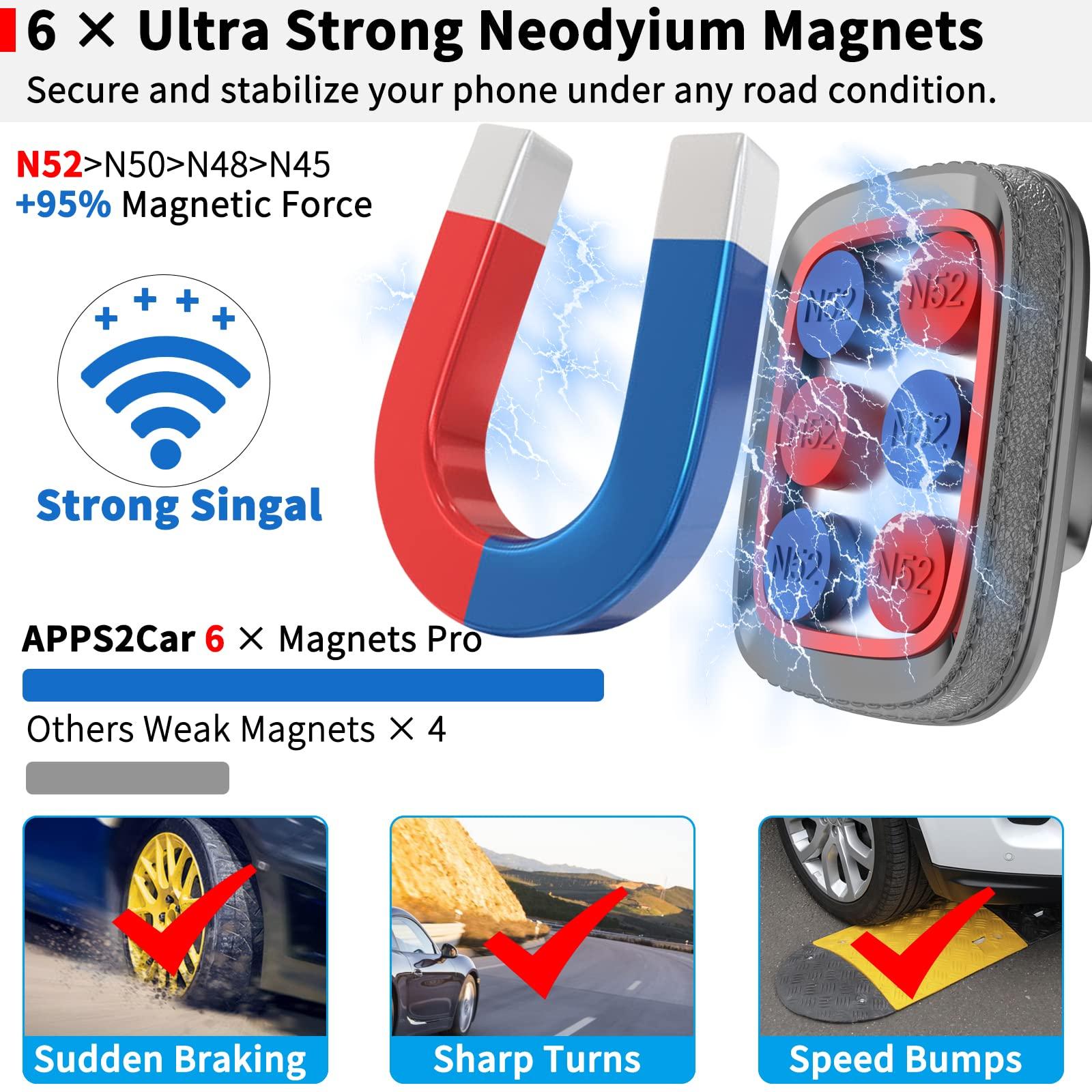 APPS2Car Magnetic Car Phone Holder Mount [Flexible Long Arm] Anti-Shake Windshield Phone Mount [6 Strong Magnets] Cell Phone Holder for Car [Case Friendly] Compatible with iPhone Smartphones Tablets - Image 4