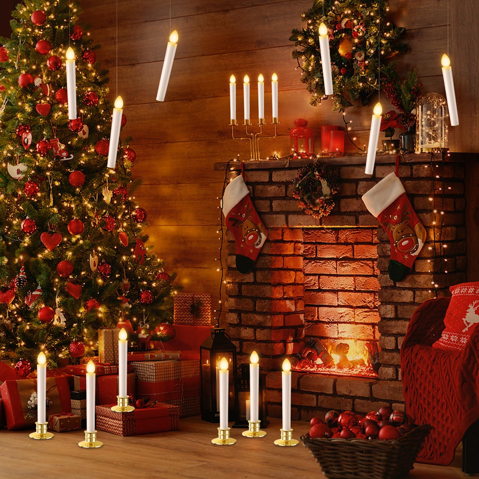 Christmas Window Lights 6 Pack Battery Operated Candles With Remote Control Timer Gold Holders Flameless LED Decorations for Window Decor Party Xmas Table Top - Image 5