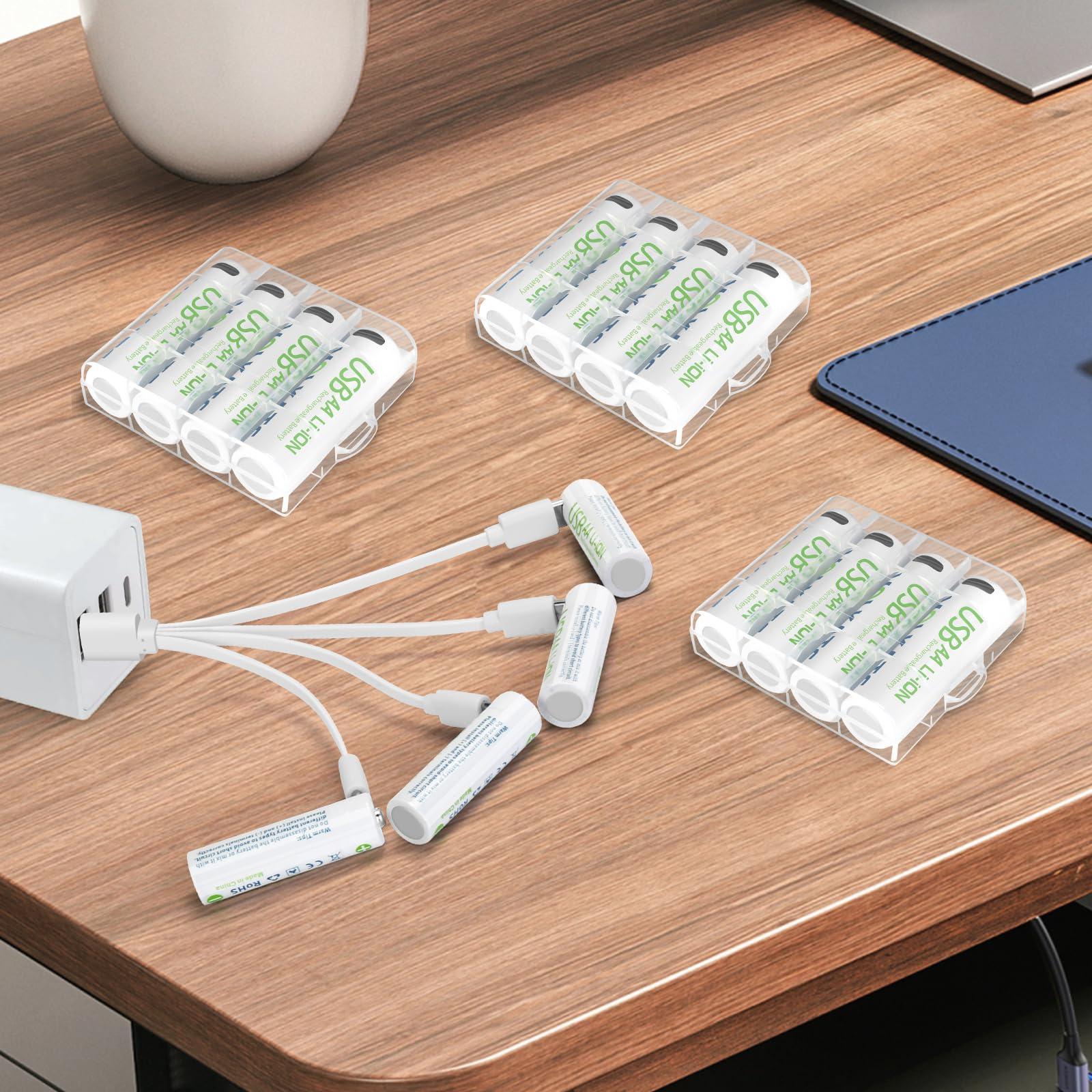 4000mWh Rechargeable Lithium AA Batteries 16 Pack, 1.5V USB Double A Size Li-ion Battery with Charging Cable, 2H Fast Charging, 1200 Cycles, for Blink Doorbell Camera, Toy, Game, Flashlight - Image 5